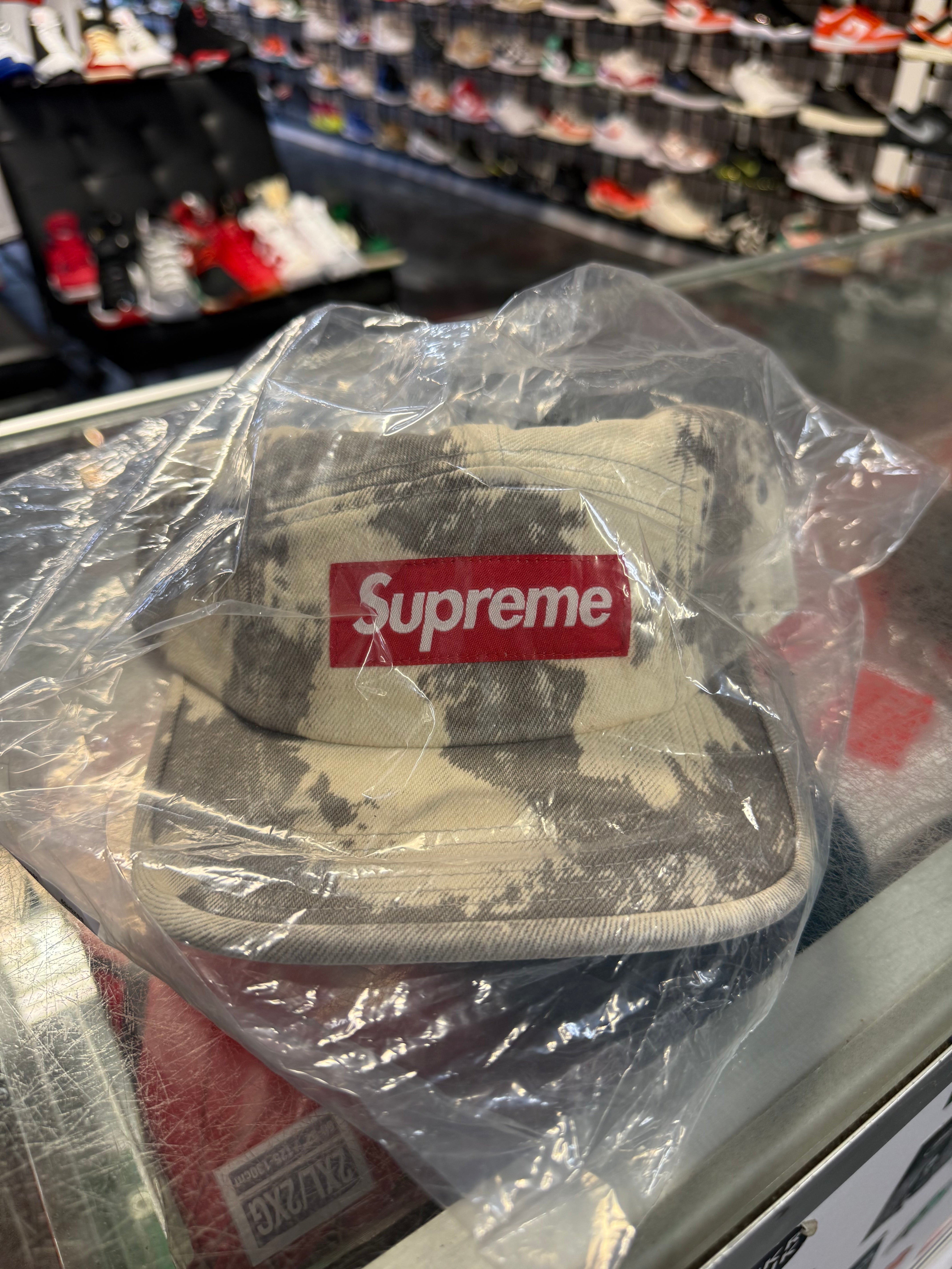 Size OS Supreme Denim Camp Hat “Bleached” Brand New