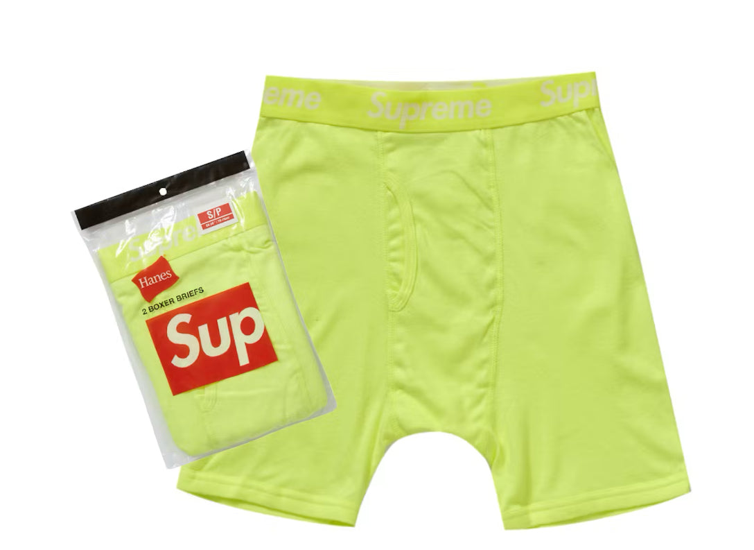 Size L Supreme Hanes Boxer Briefs 2 Pack “Fluorescent” Brand New
