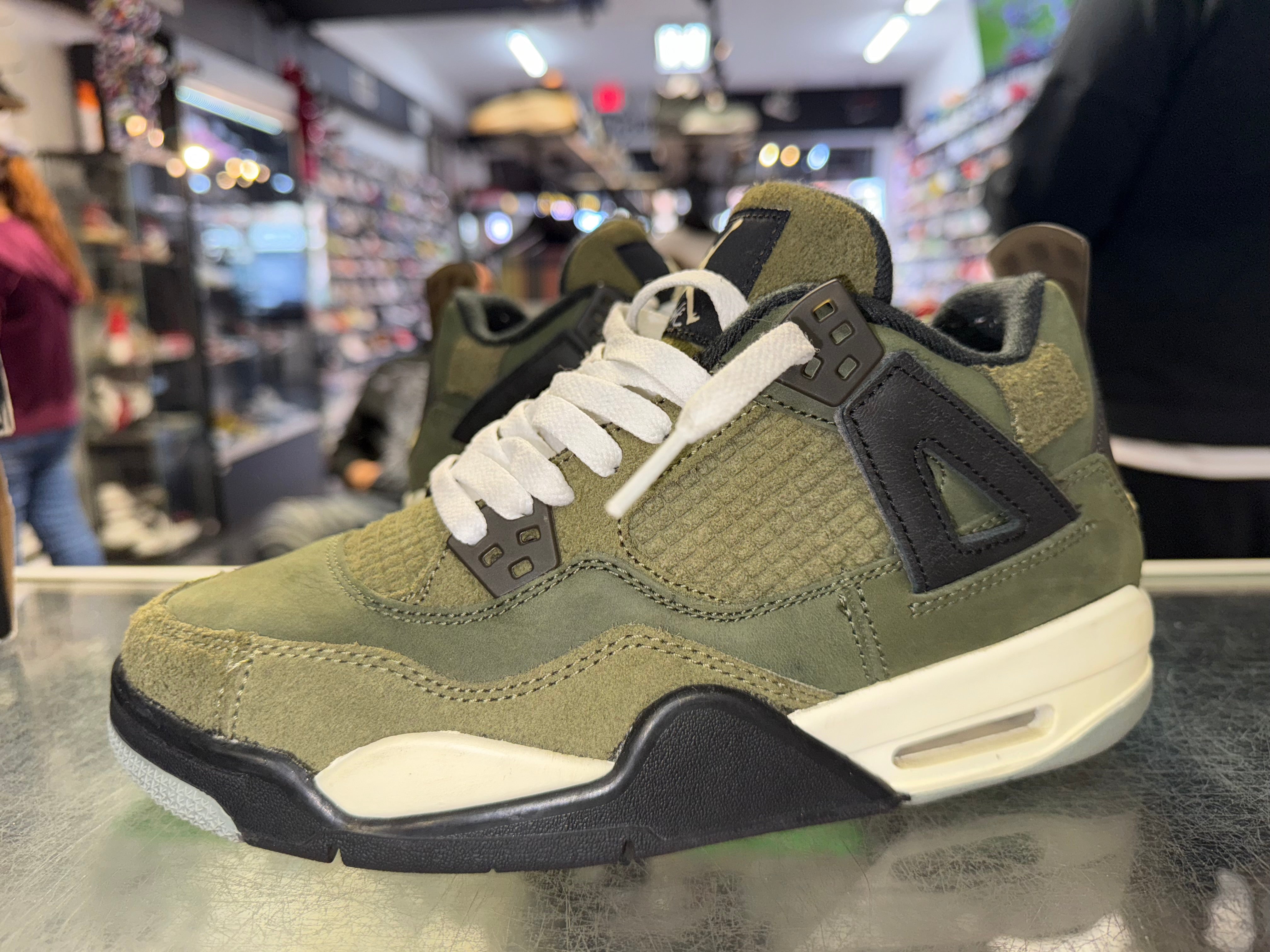 Size 6.5y Air Jordan 4 Craft "Olive"