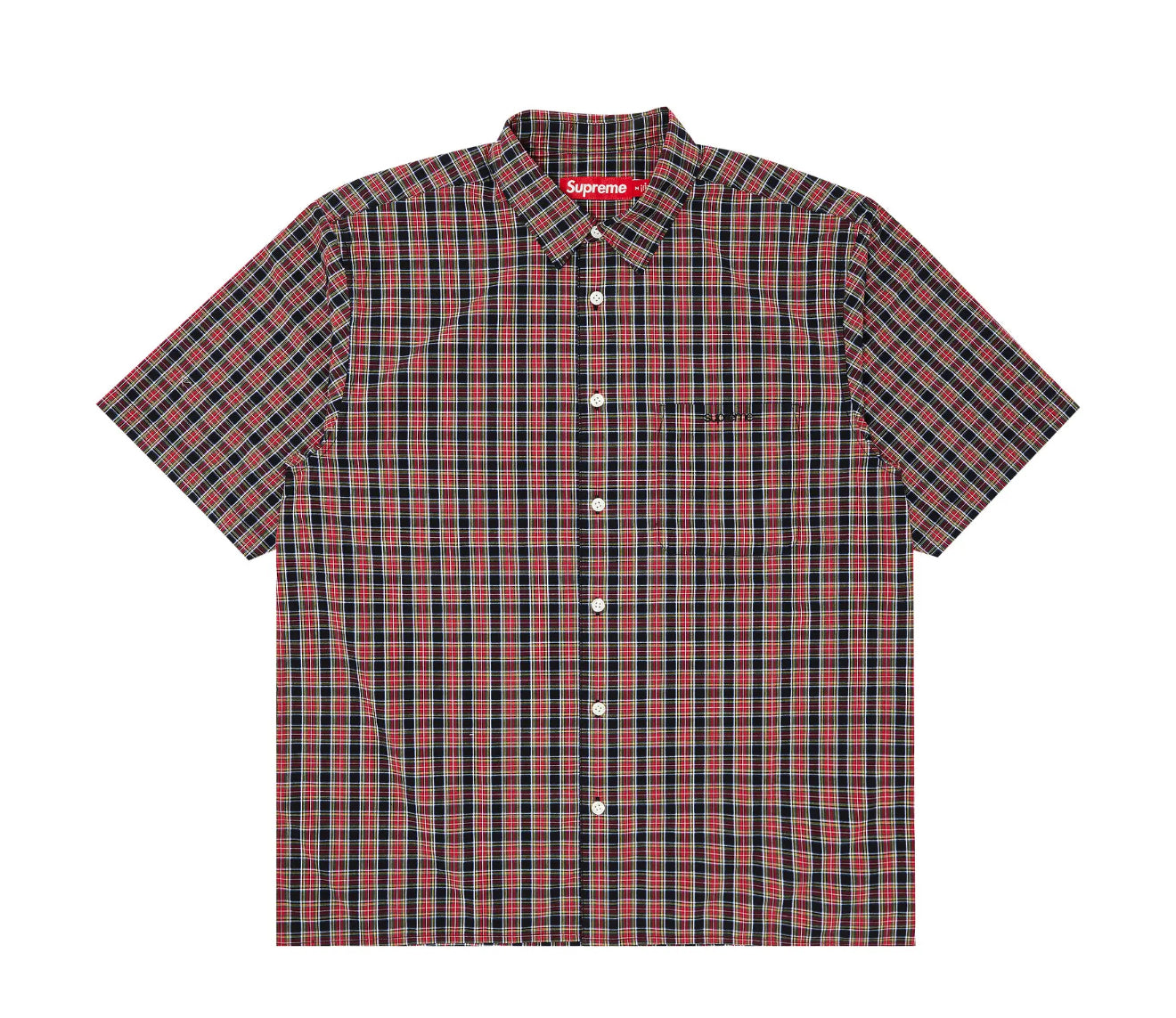 Size XL Supreme Loose Fit Plaid SS Tee “Black” Worn 1x