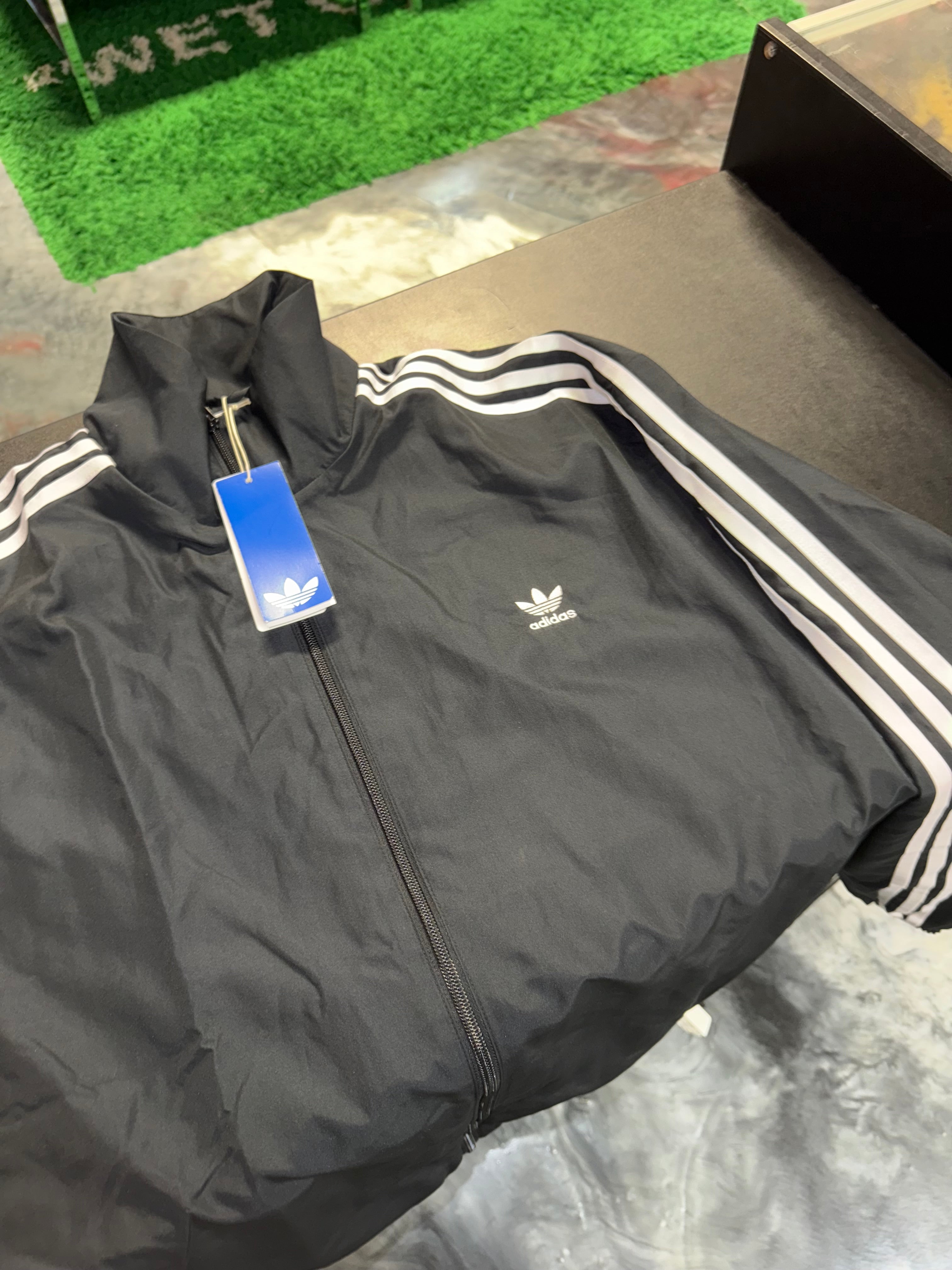 Size L Adidas Nylon Track Zip-Up “Black” Brand New