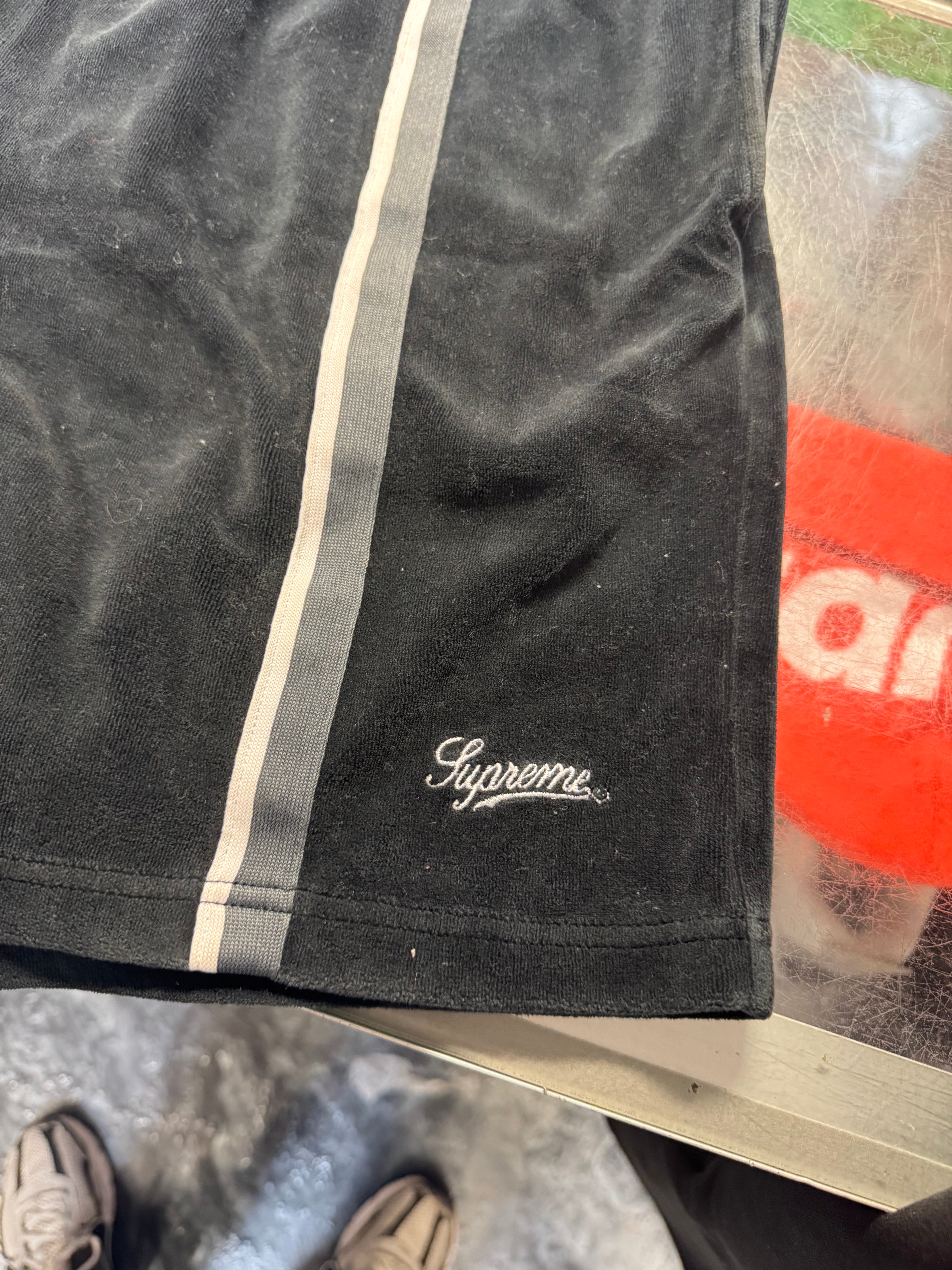 Large Supreme Velour Warm Up Short Black