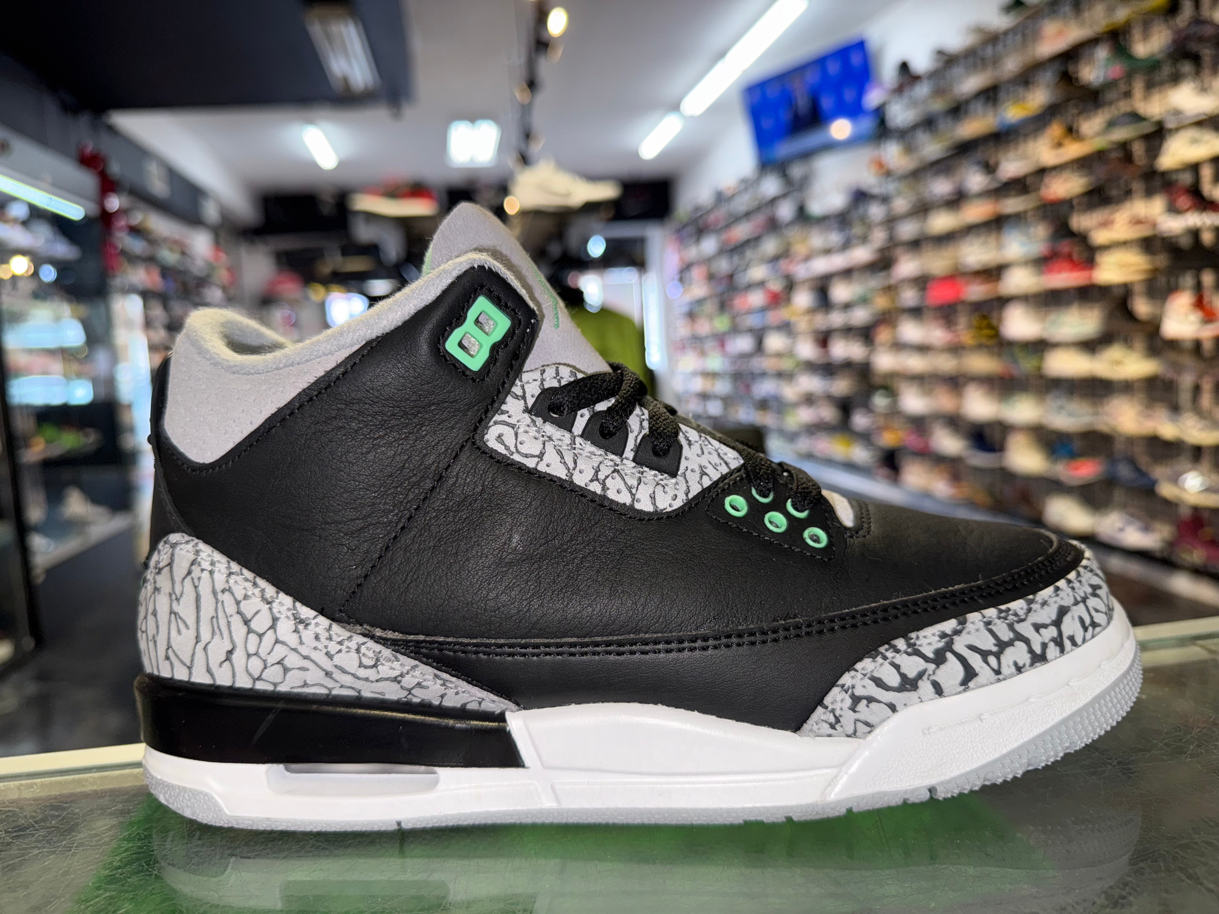 Size 7y Air Jordan 3 “Green Glow”