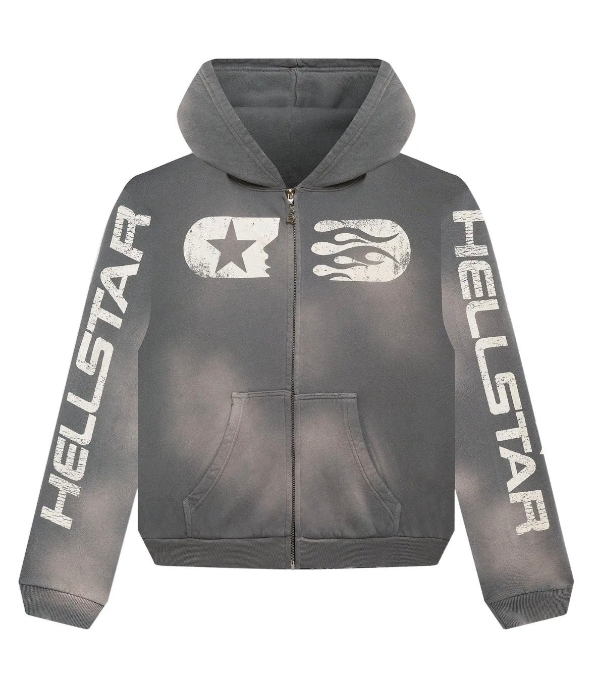 Size S (Fits M) Hellstar Studios Zip-Up Hoodie “Grey”