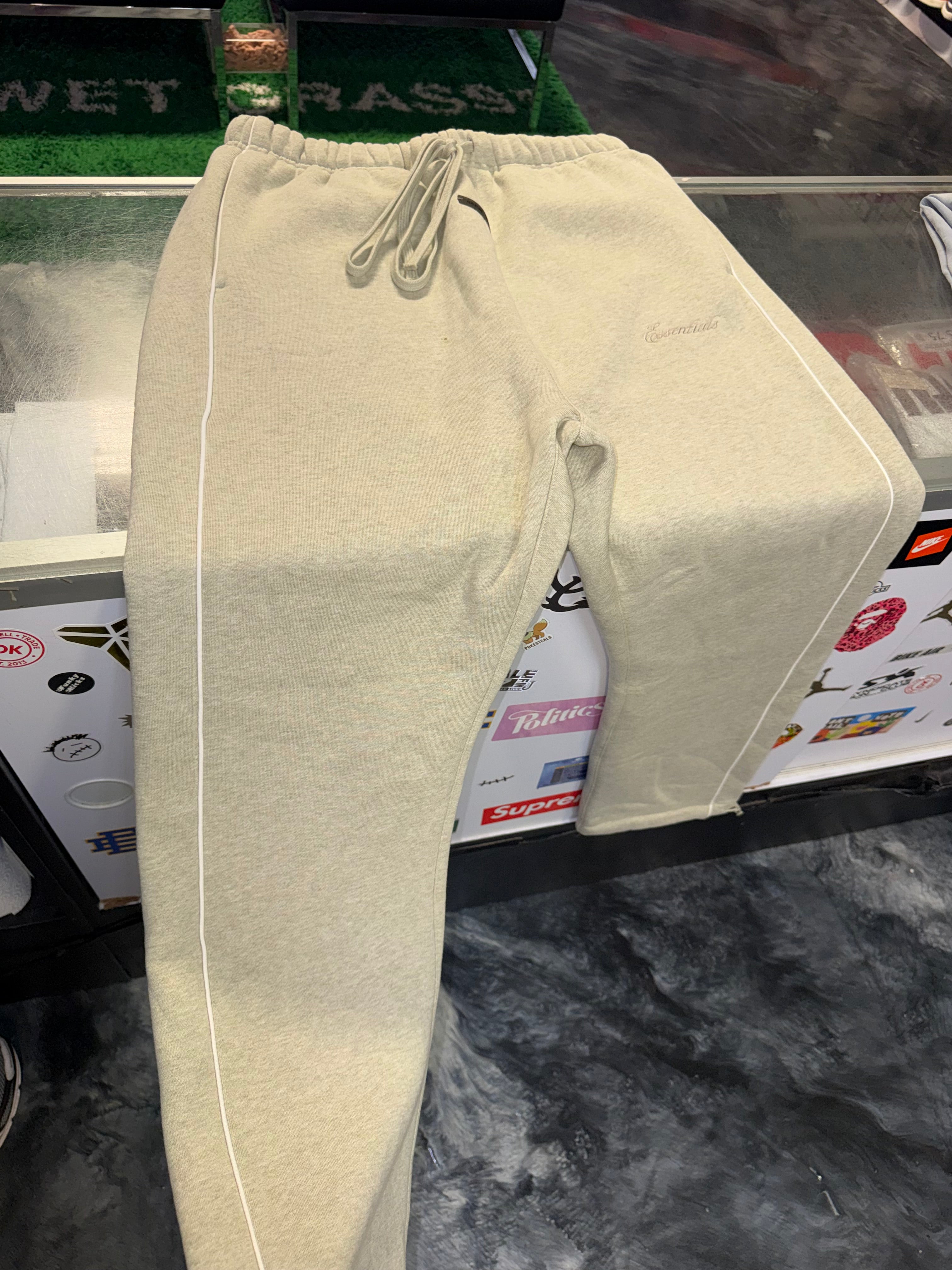 Size M Essentials FOG Relaxed Piping Sweatpants “Grey/Beige”