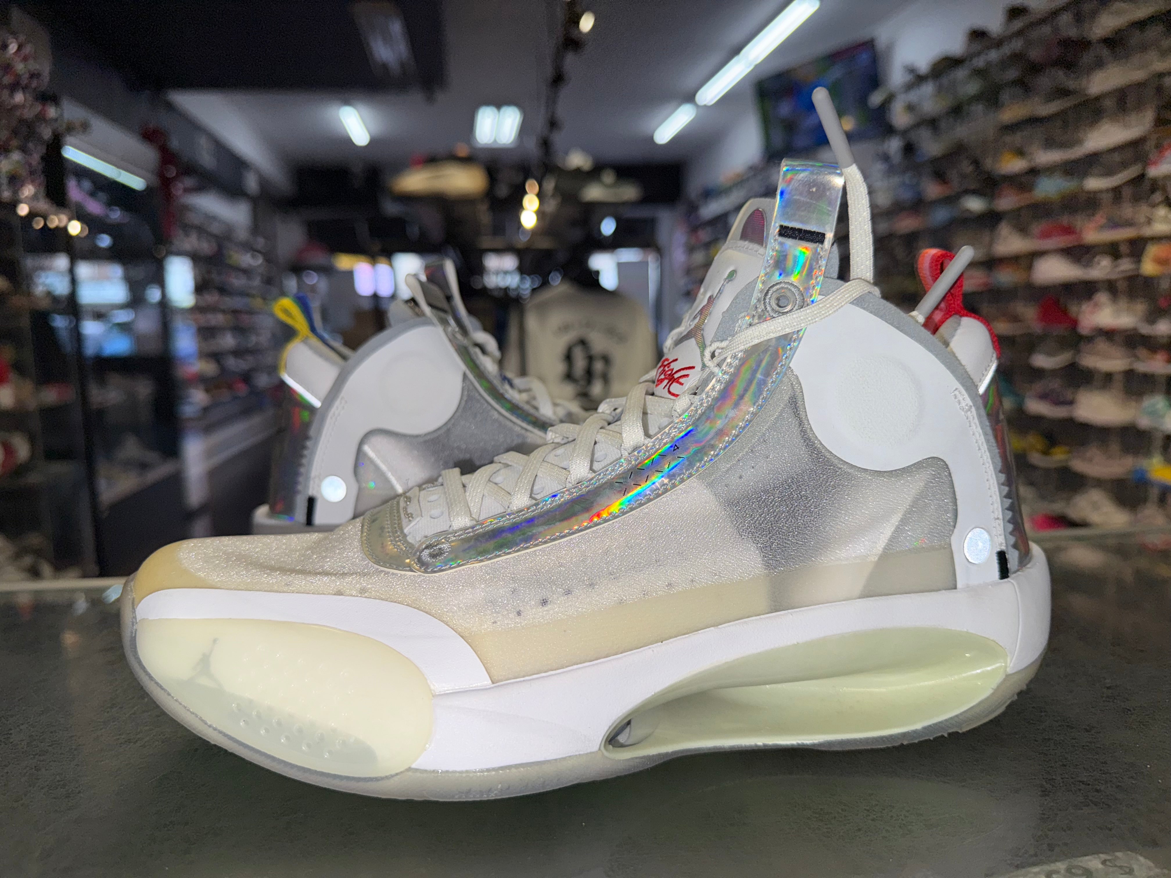 Size 9 Air Jordan XXXIV "White Metallic Silver"