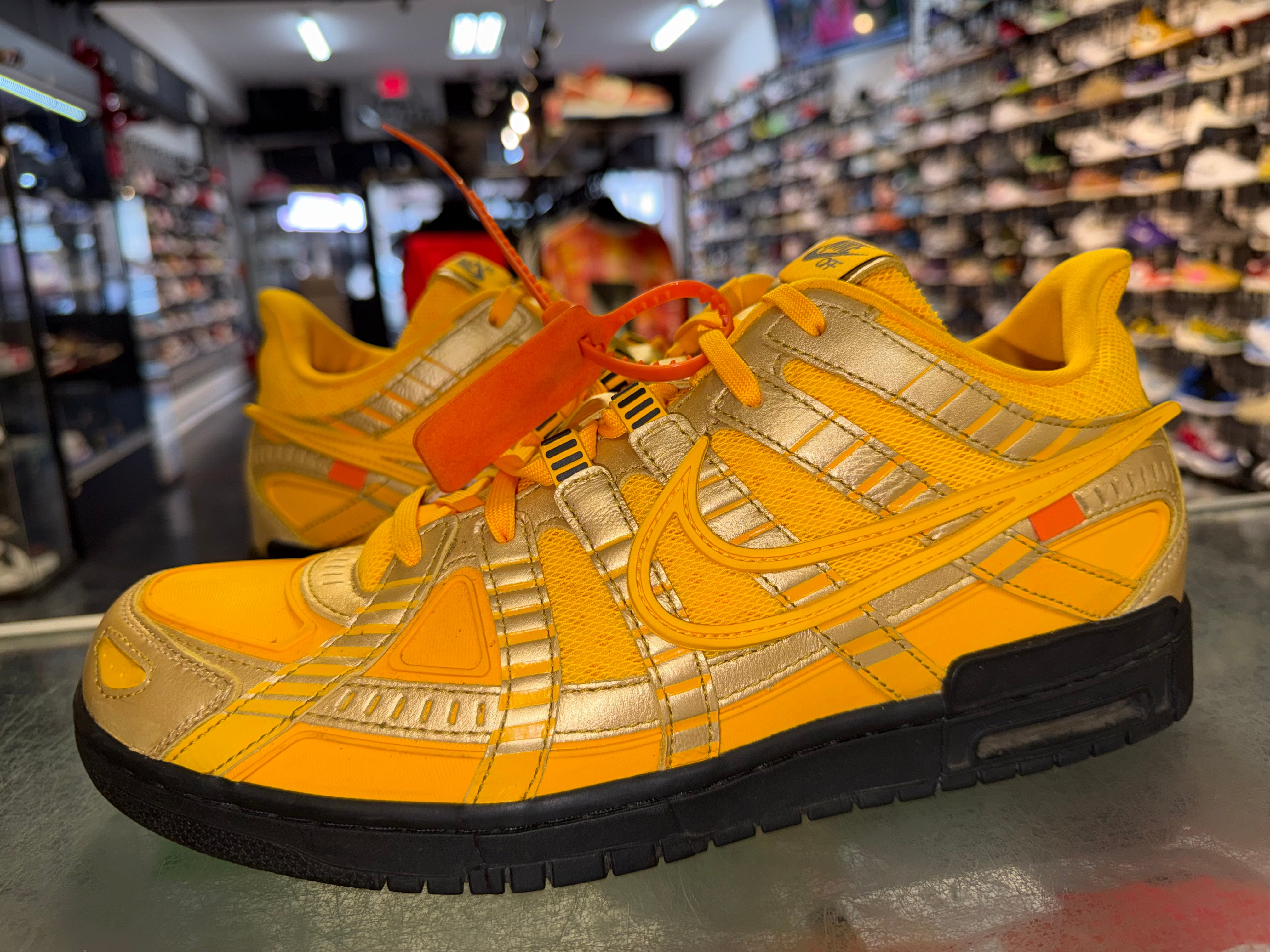 Size 12 Air Rubber Dunk Off-White "University Gold"