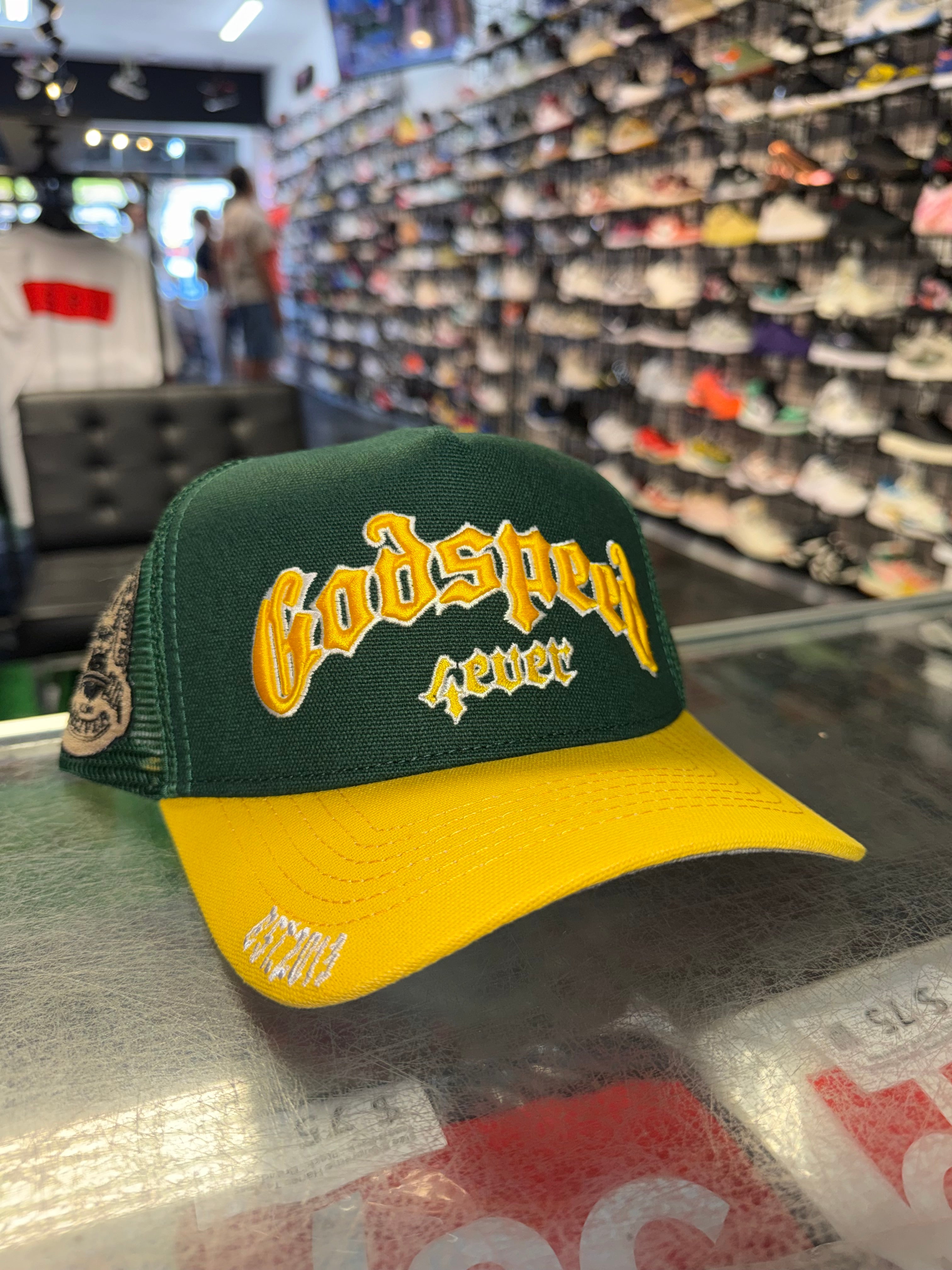 Size OS Godspeed 4Ever Trucker Hat “Green/Yellow” Brand New