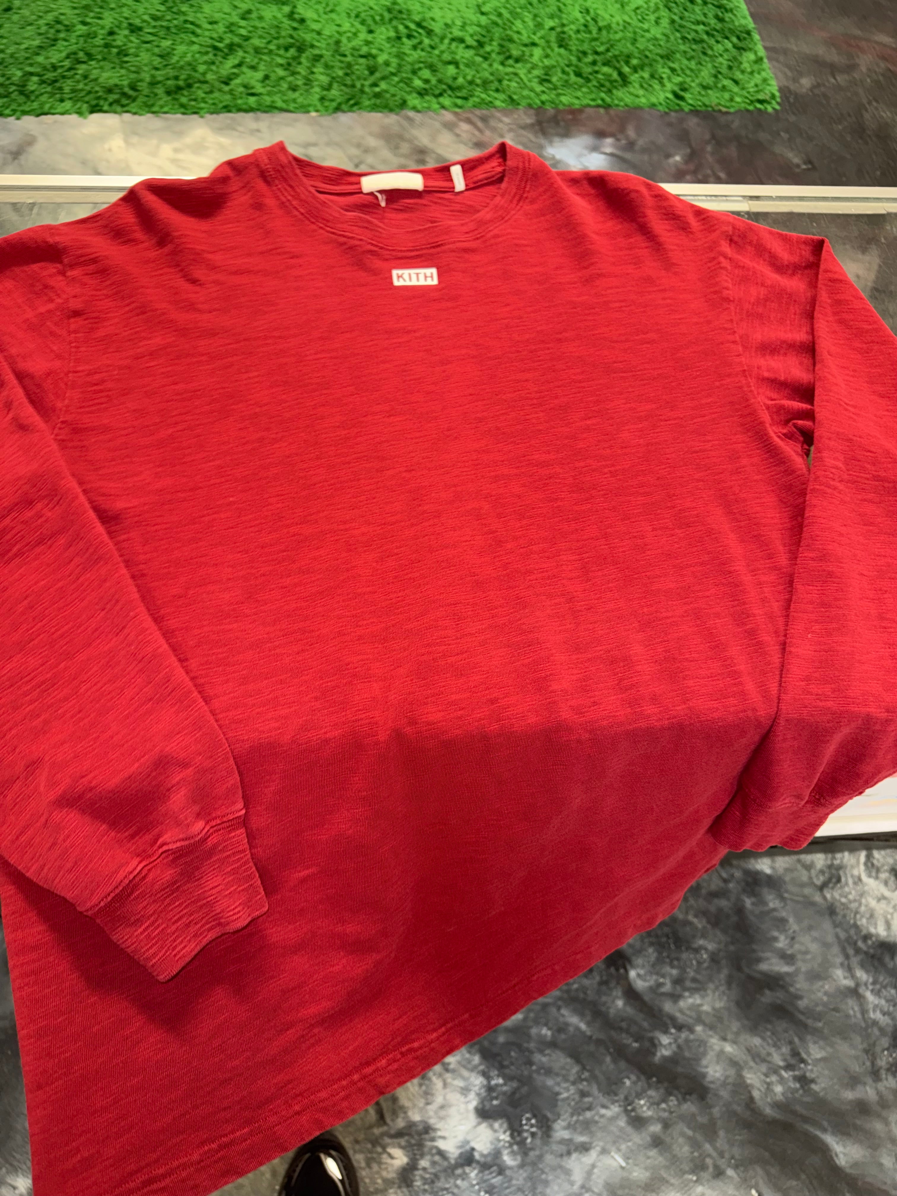 Size M Kith Mini Box Logo LS Tee “Cardinal”