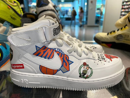 Size 8.5 Air Force 1 Mid “Supreme NBA White” (Mall)