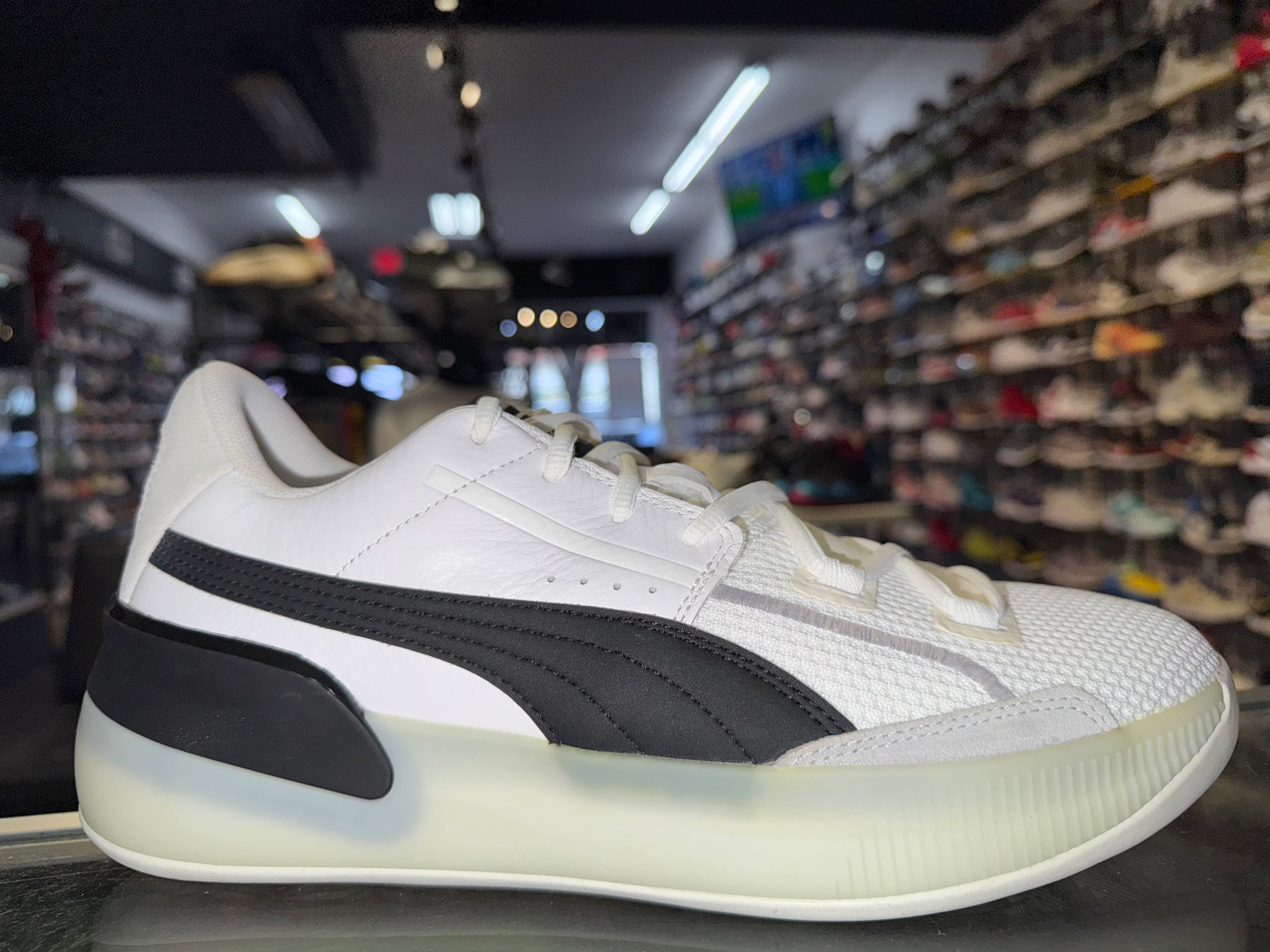 Size 8.5 Puma Clyde Hardwood "White Black" Brand New