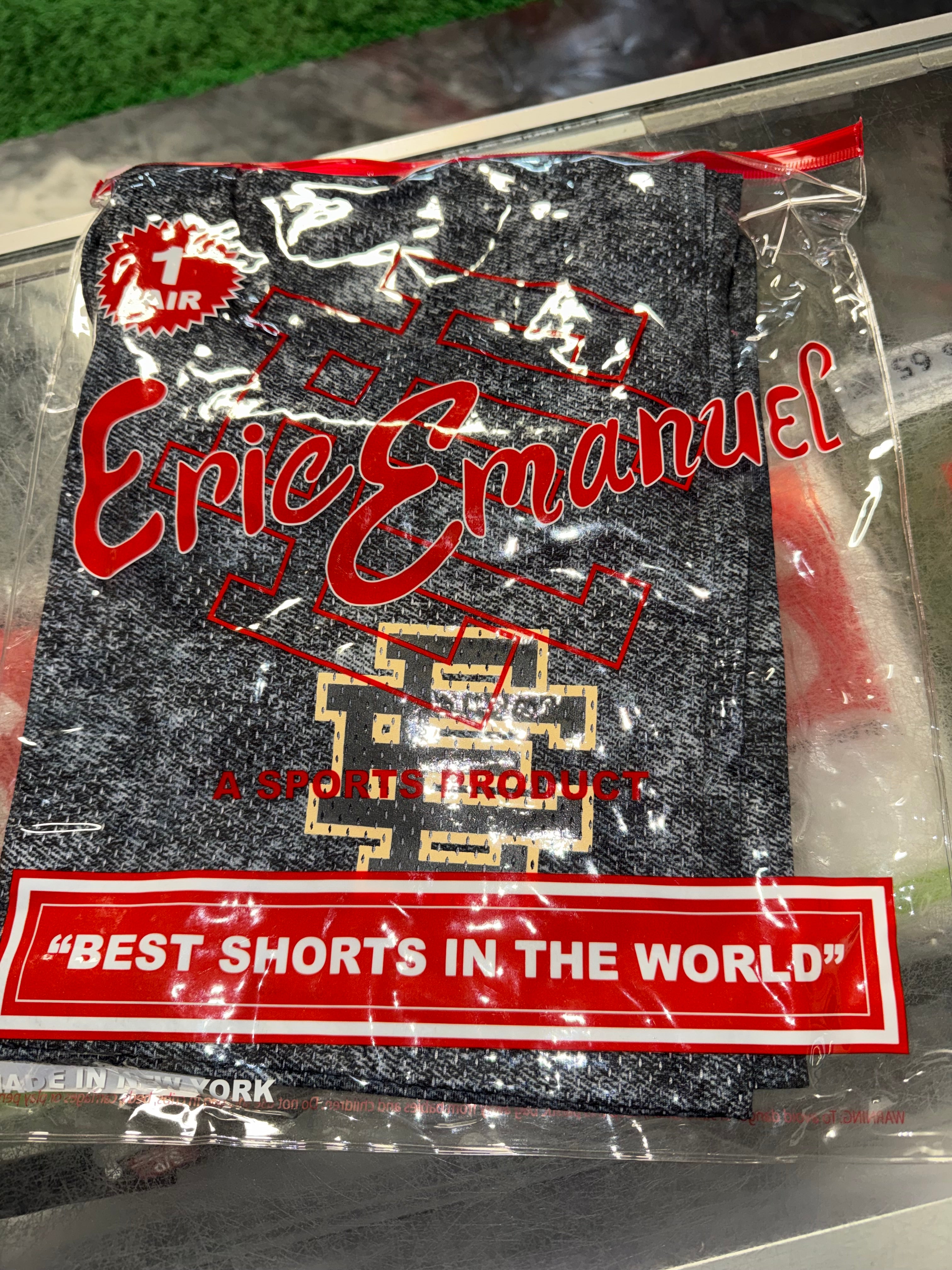 Size S Eric Emanuel Baggy EE Shorts “Dark Denim” Brand New