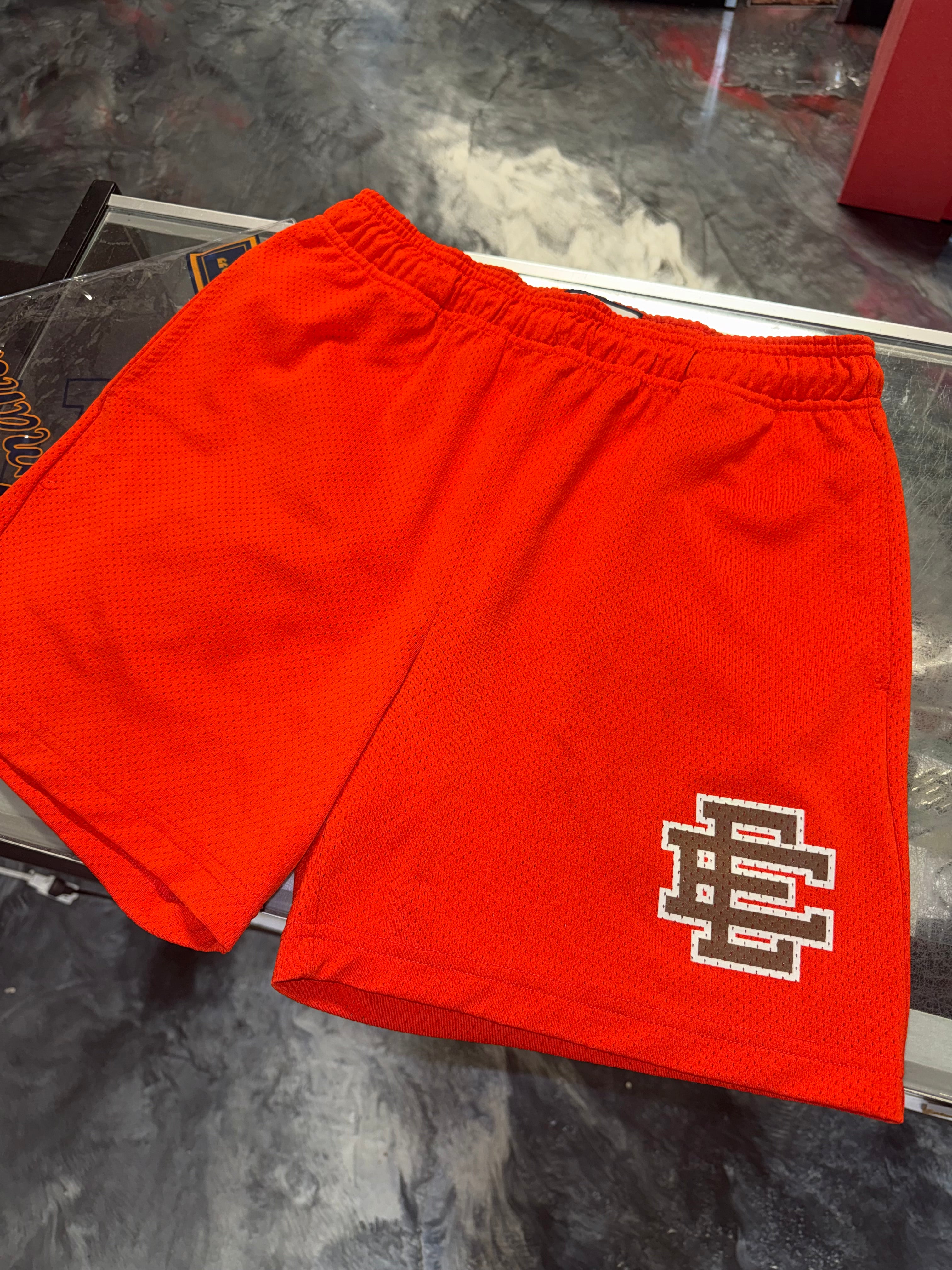 Size M Eric Emanuel EE Shorts “Orange/Brown” Worn 1x – Direct Kicks