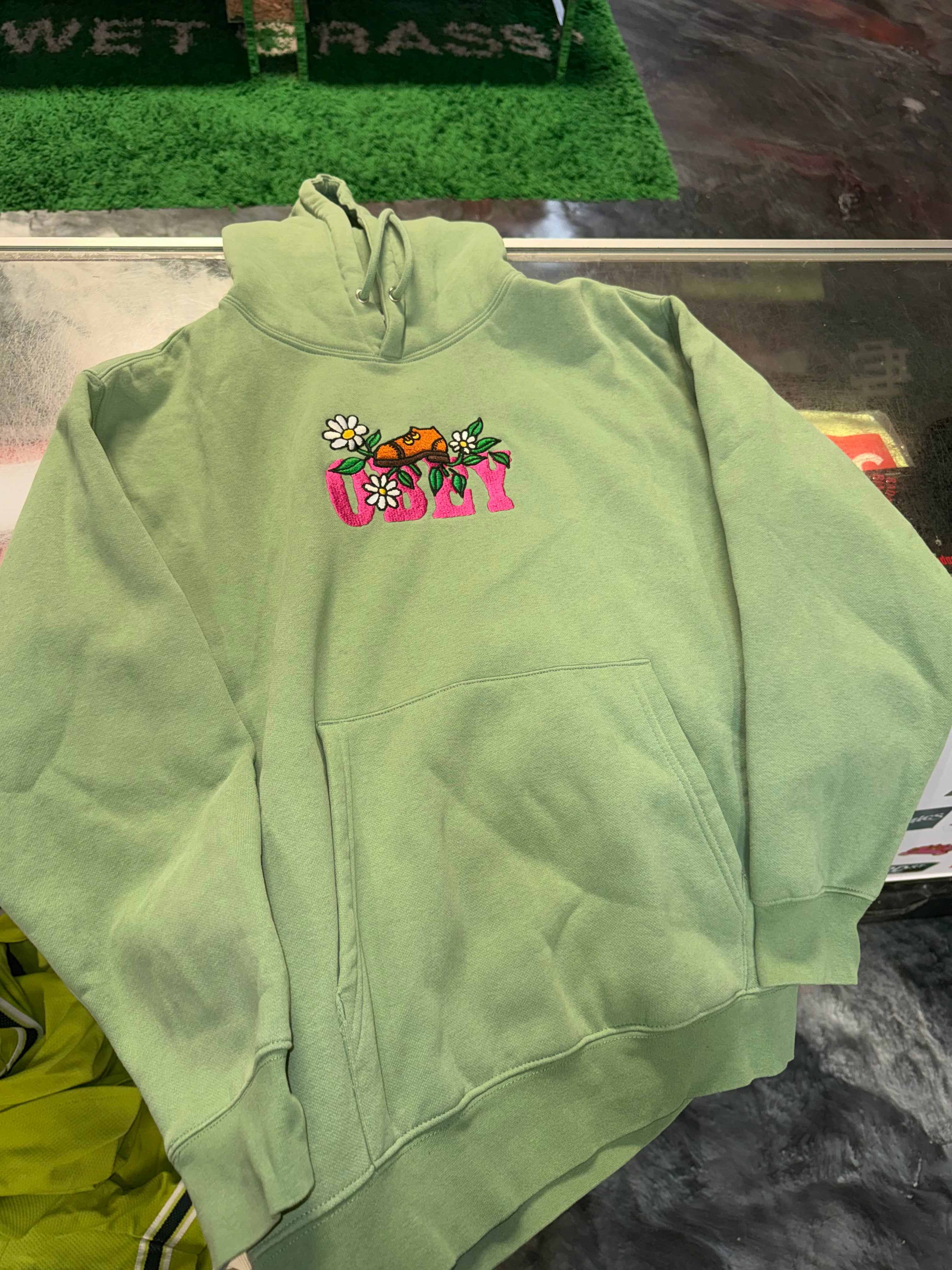 Small Obey Hoodie Olive Green