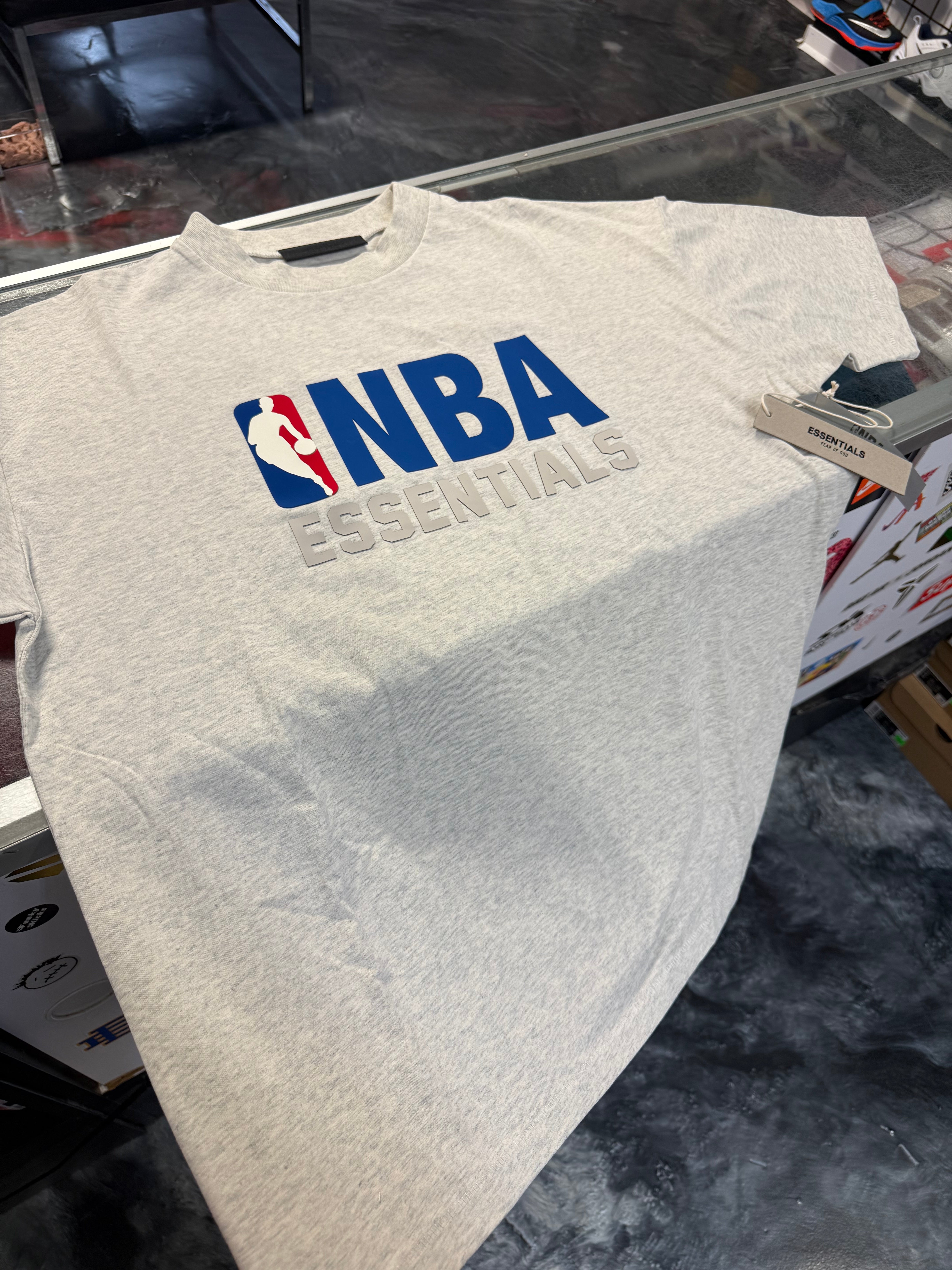 Size XL NBA x Essentials FOG Tee “Light Heather” Brand New