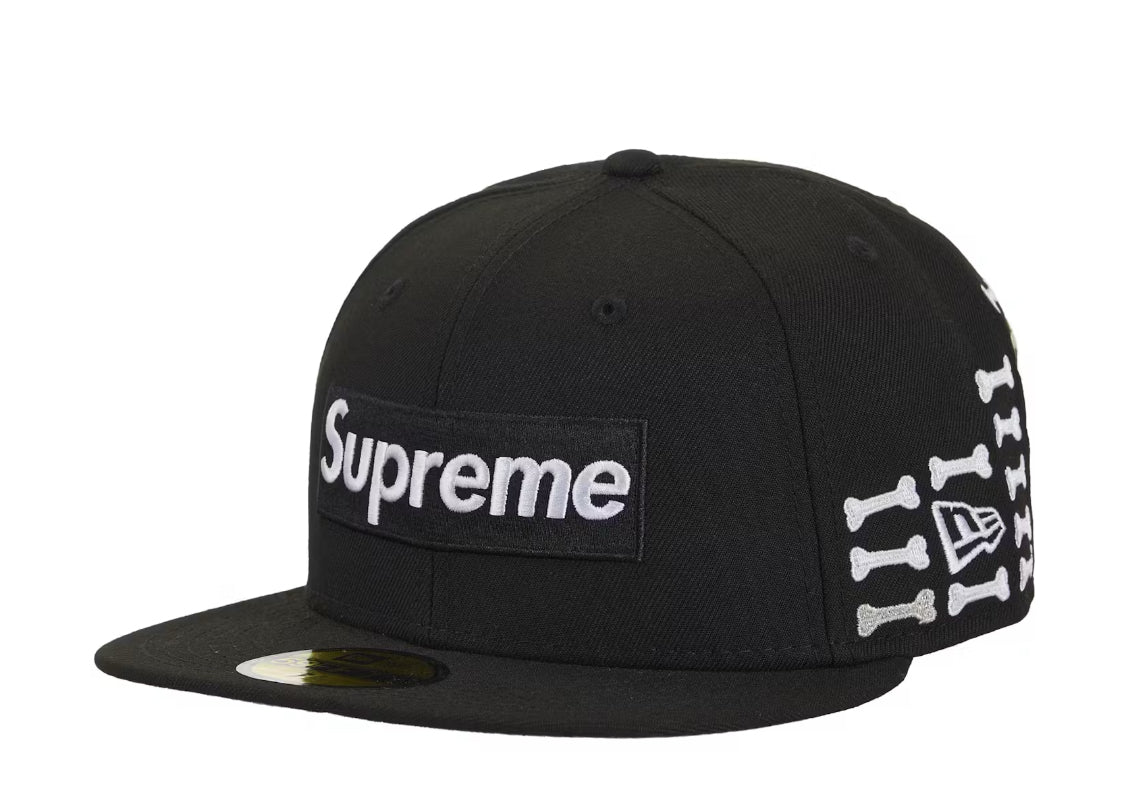 Size 7 5/8 Supreme Bones Box Logo Fitted Hat “Black” Brand New