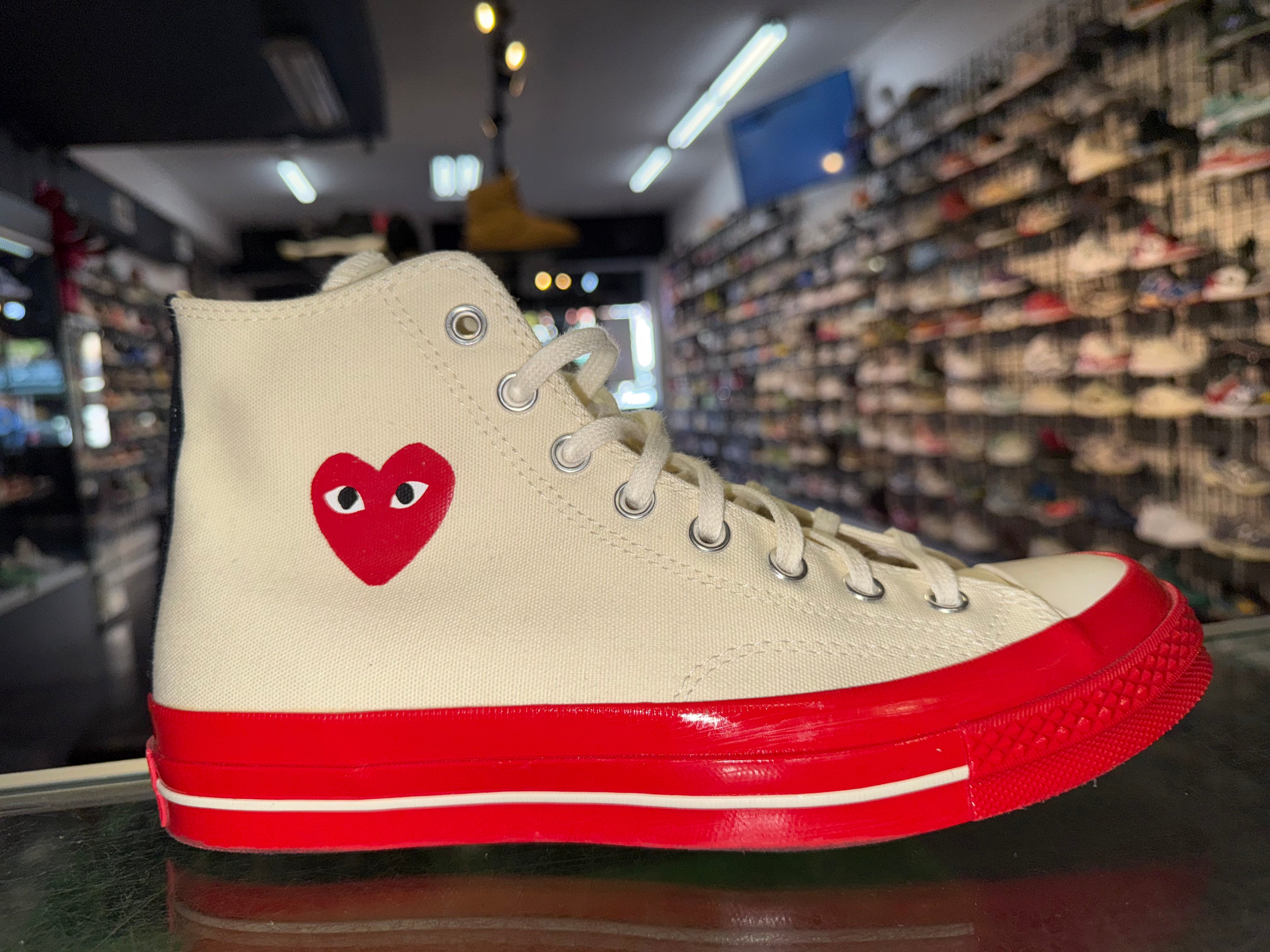 Size 8.5 CDG Converse Hi All Star "Red Bottom"