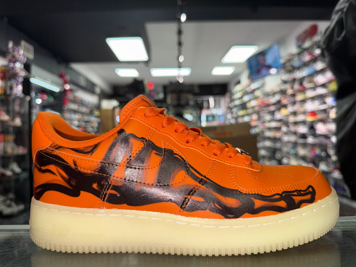 Nike Air Force 1 Halloween Orange Skeleton sneaker, pre-owned, size 8