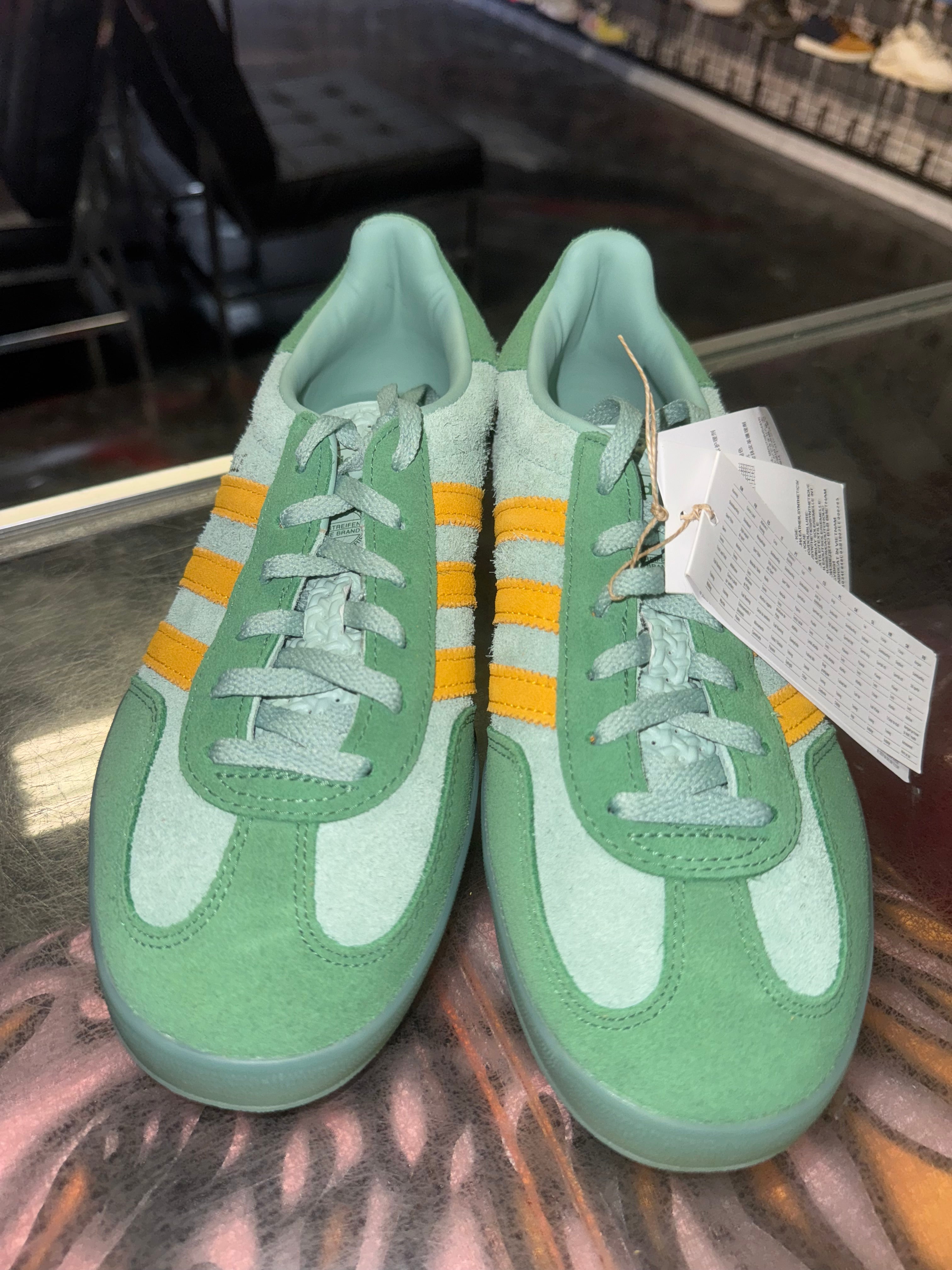 Size 6.5 (7.5W) Adidas Gazelle Indoor "Hazy Green Crew Yellow" Brand New