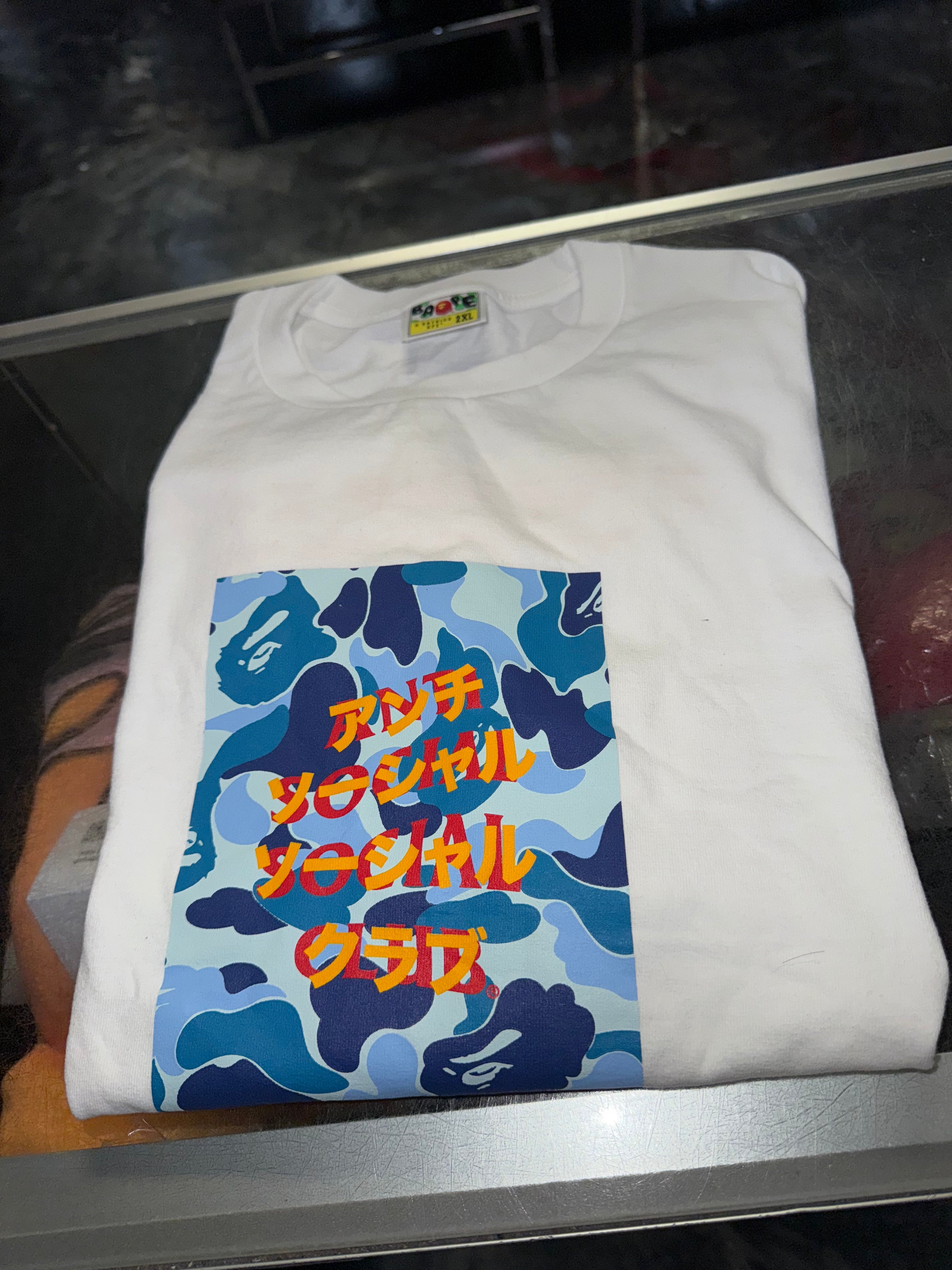 Size XXL Bape x ASSC Club ABC Box Tee "White Blue Camo" Brand New