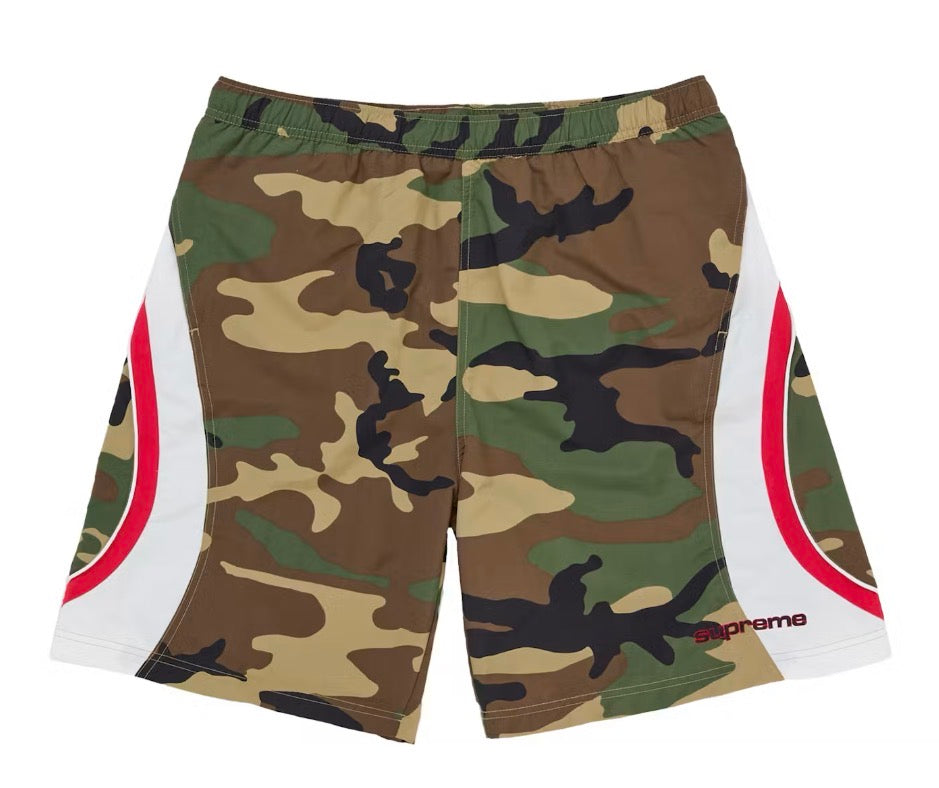 Size L Supreme Paneled Nylon Shorts “Camo/Red” Brand New