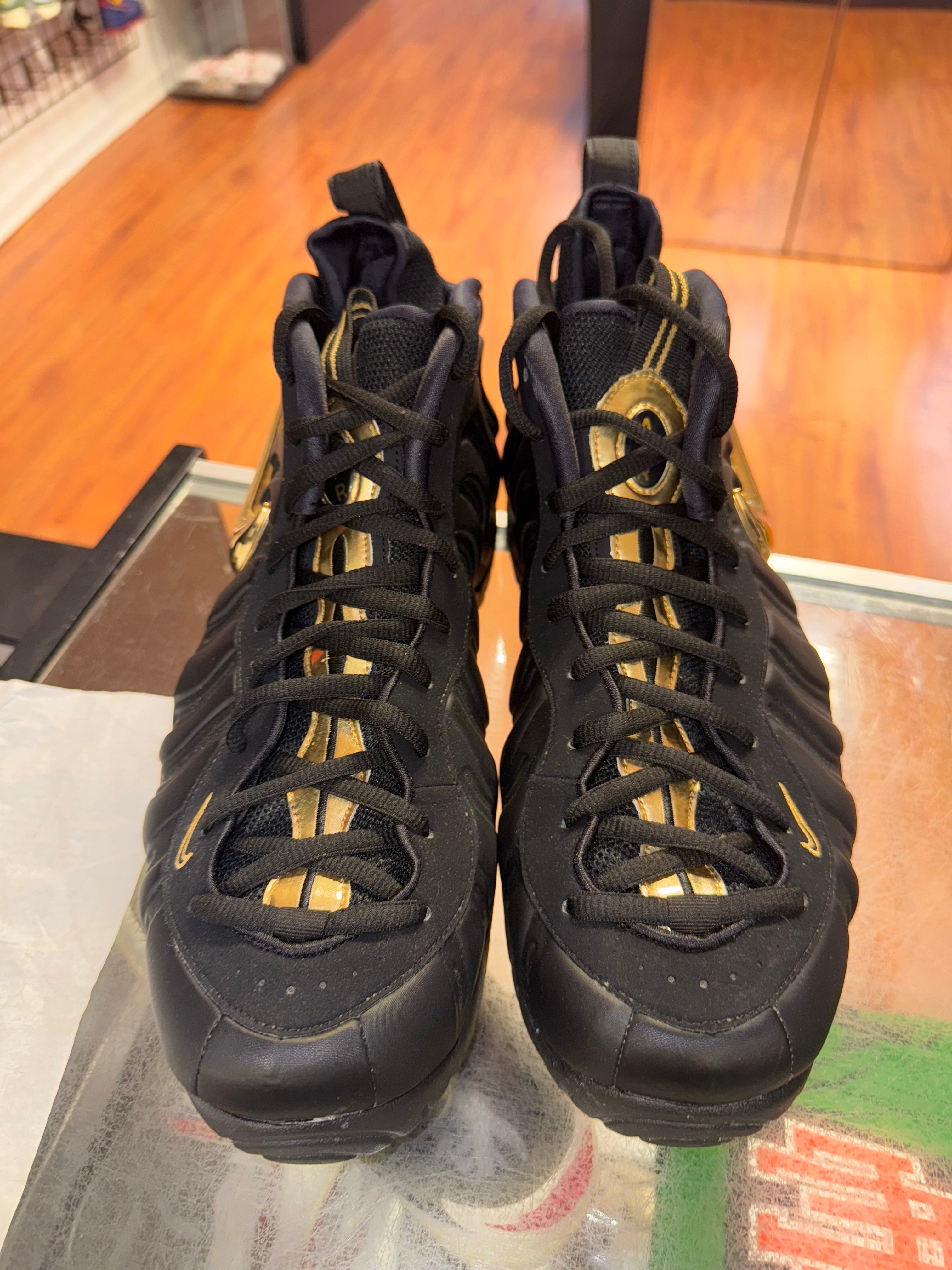 Size 14 Foamposite Pro "Black Metallic Gold"