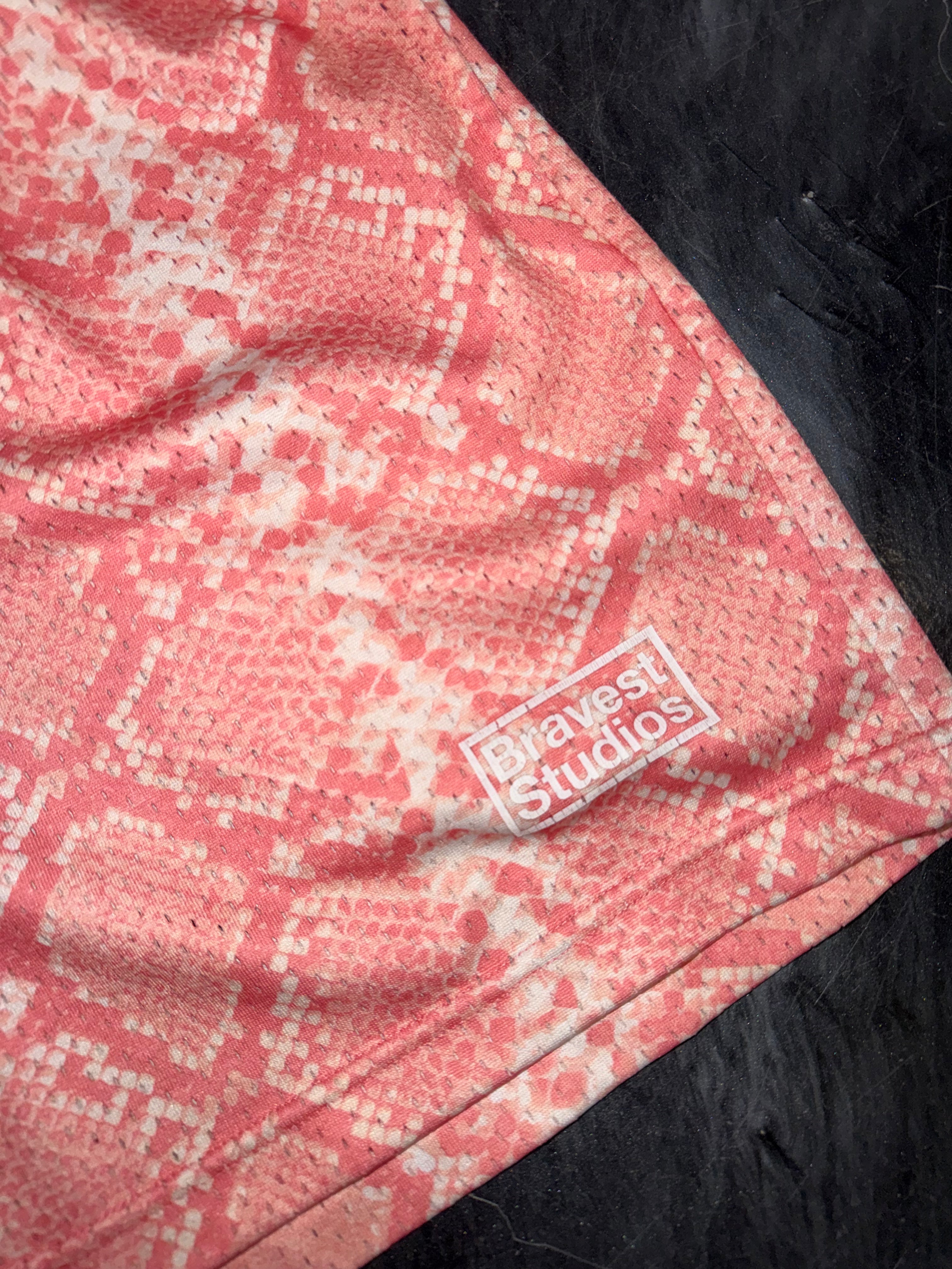 Size M (Fits S) Bravest Studios Mesh Shorts “Pink Snakeskin”
