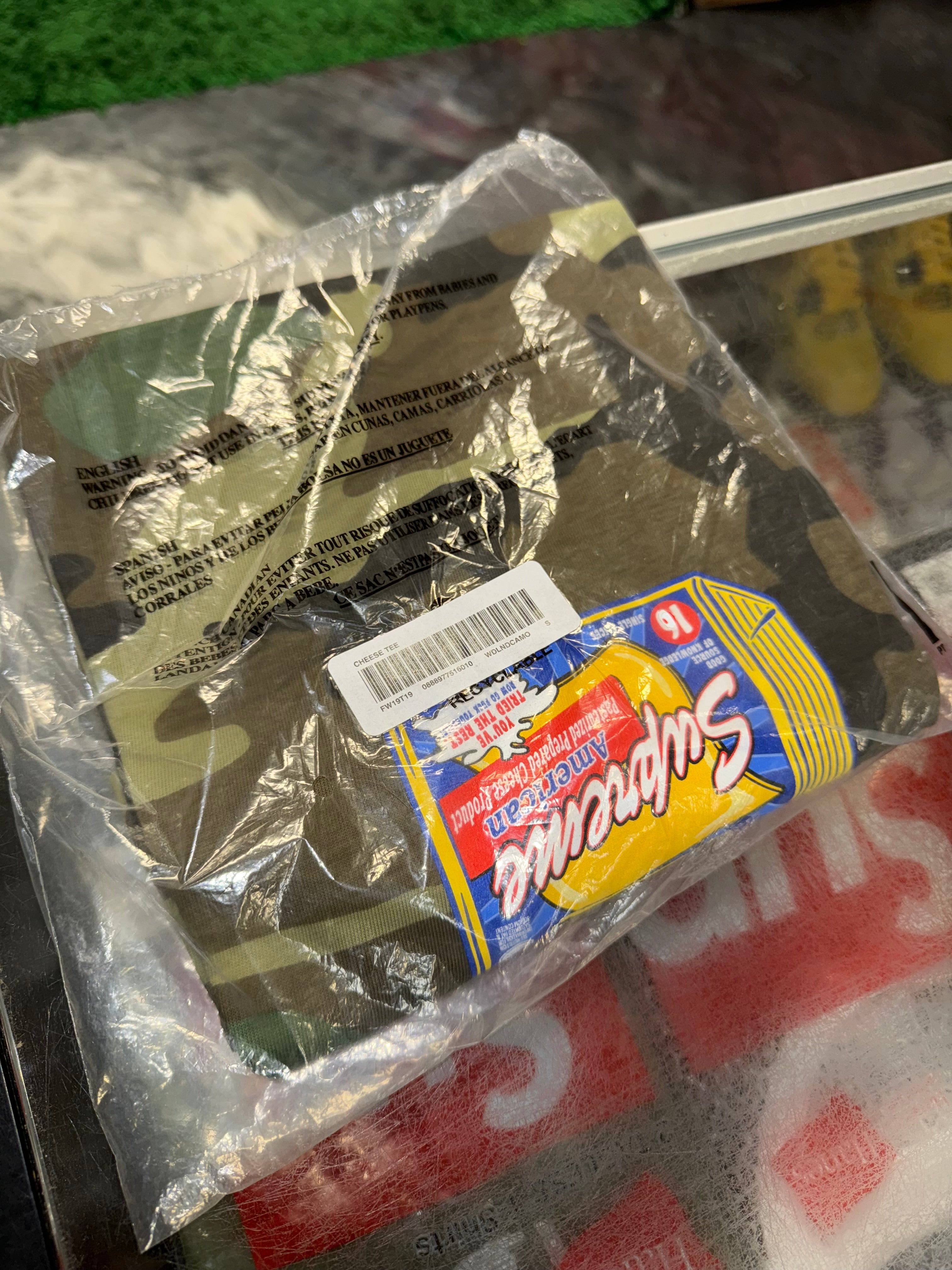 Size S Supreme Cheese Tee “Camo” Brand New