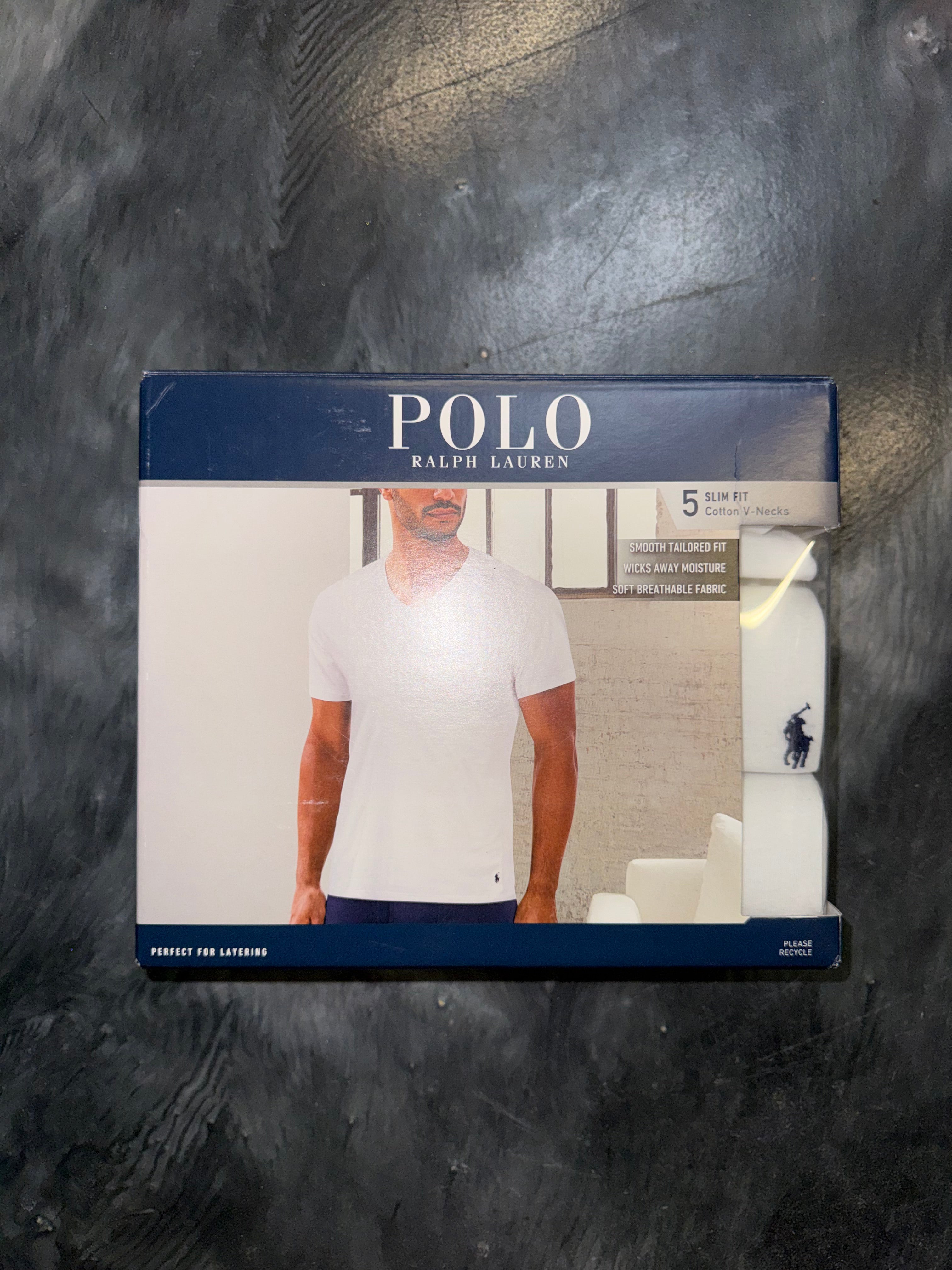 Size L Polo Ralph Lauren Slim Fit 5 V-Necks “White” Brand New