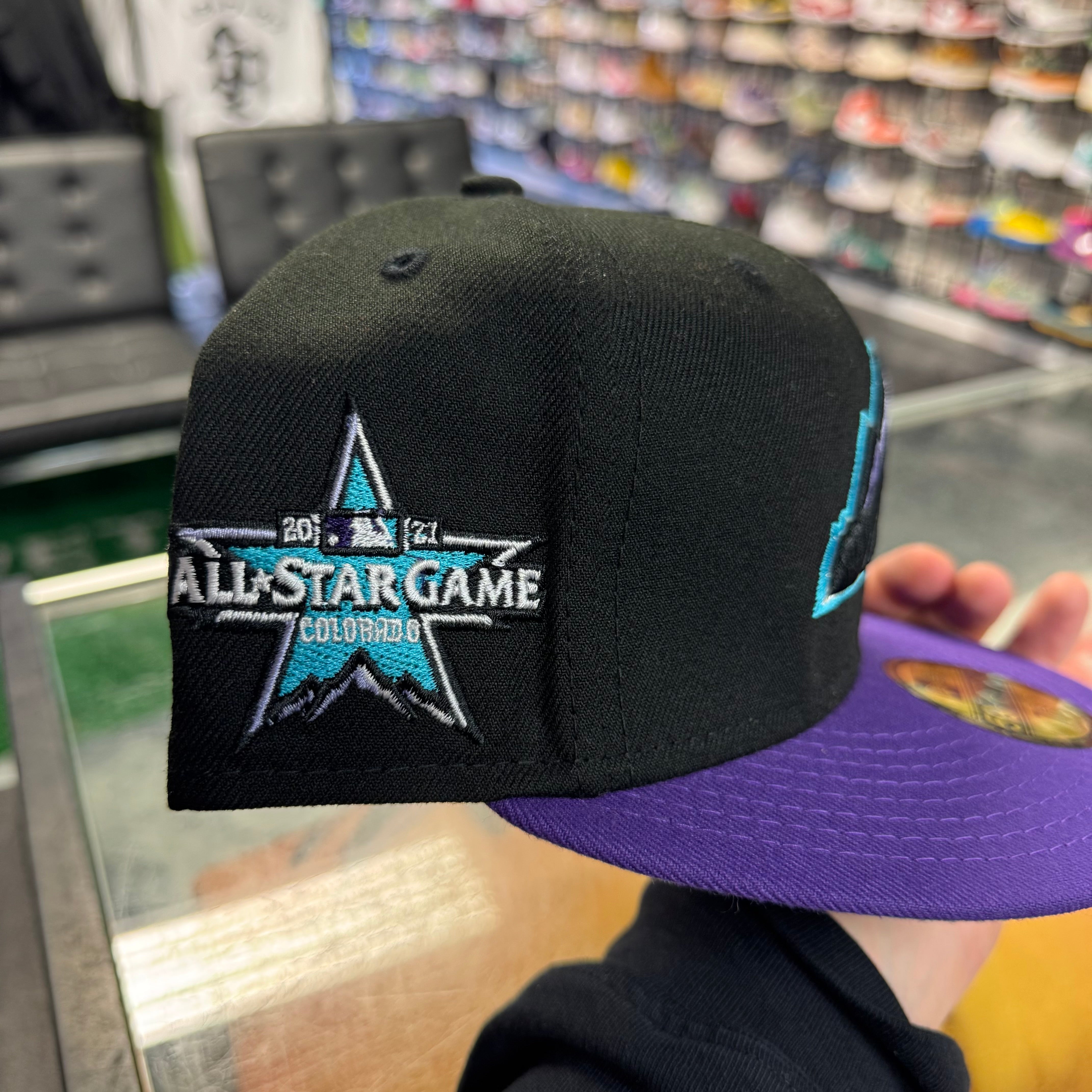 Size 7 5/8 Colorado Rockies All Star Game Patch New Era Black/Purple Brand New
