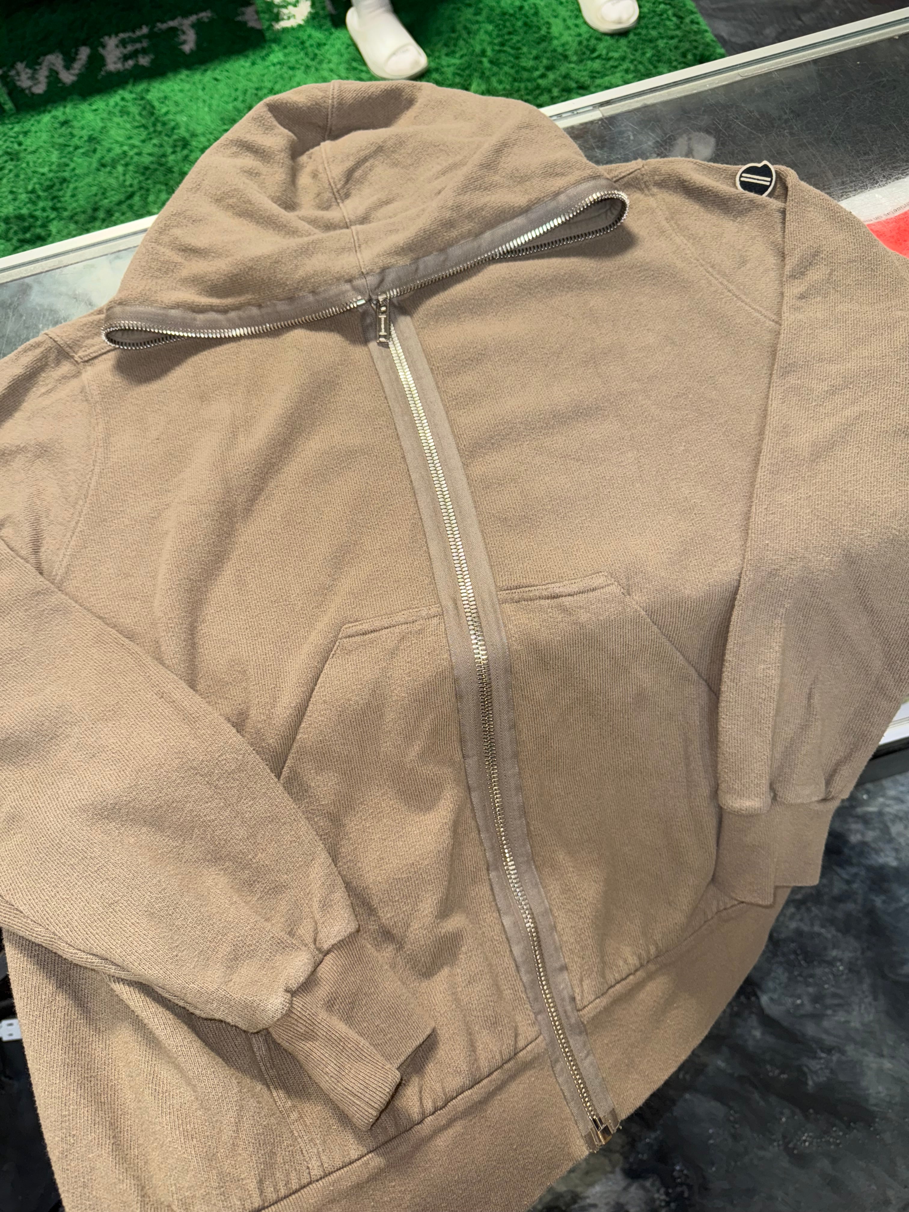 Size L Rick Owens x Moncler Full Zip Up “Tan”