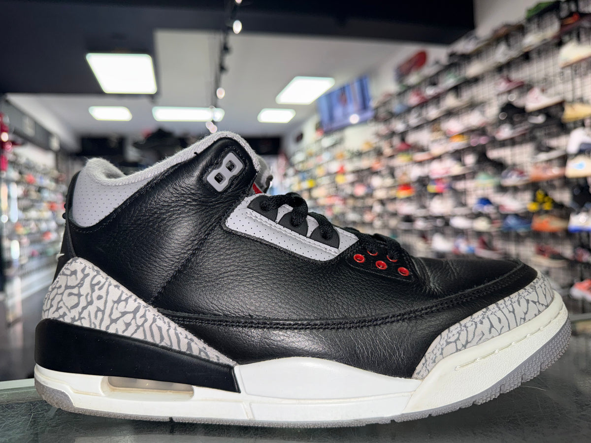 Air Jordan 3 Black Cement sneaker, pre-owned, size 9.5