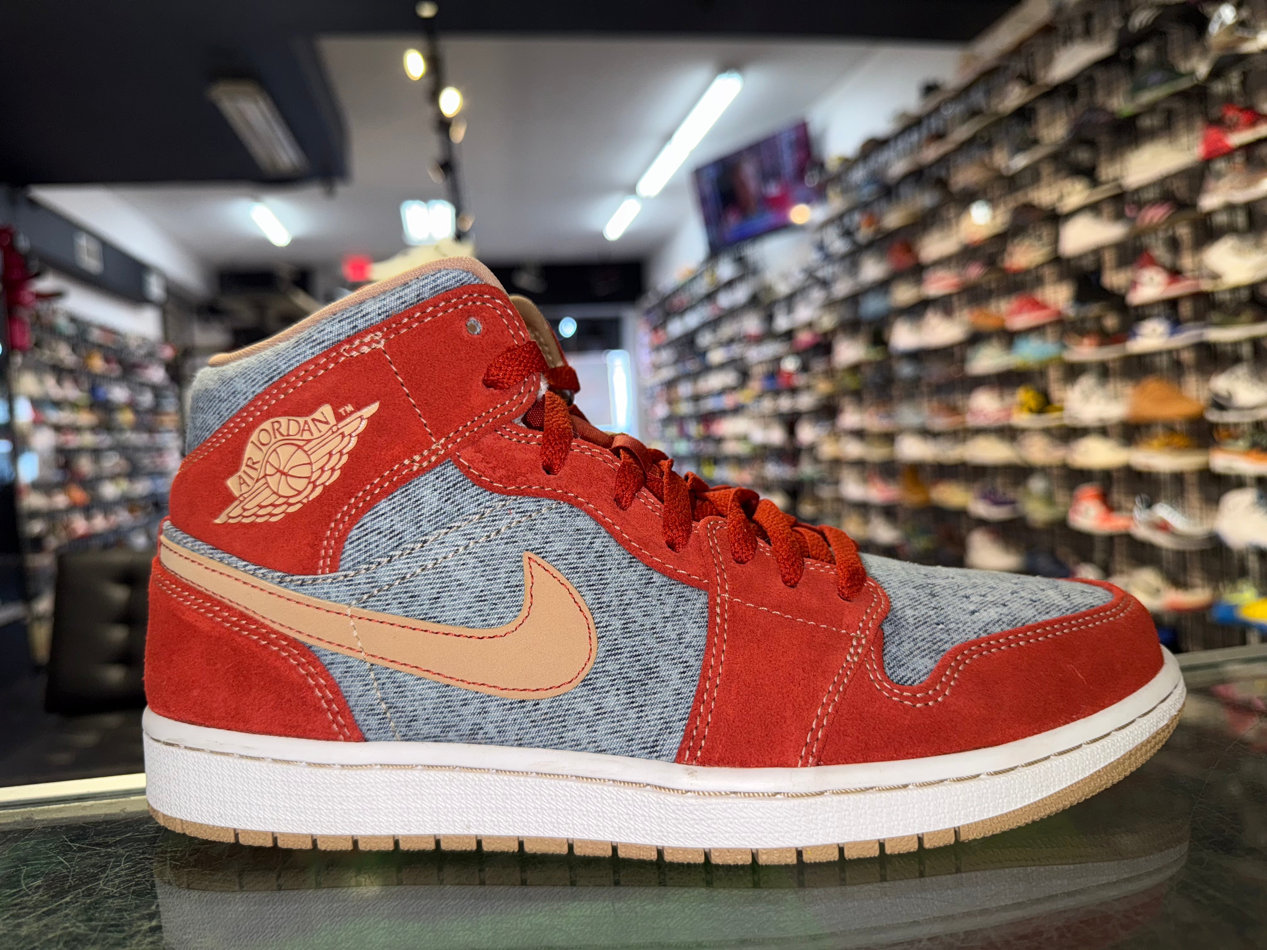 Size 9.5 Air Jordan 1 Mid "Denim Red"