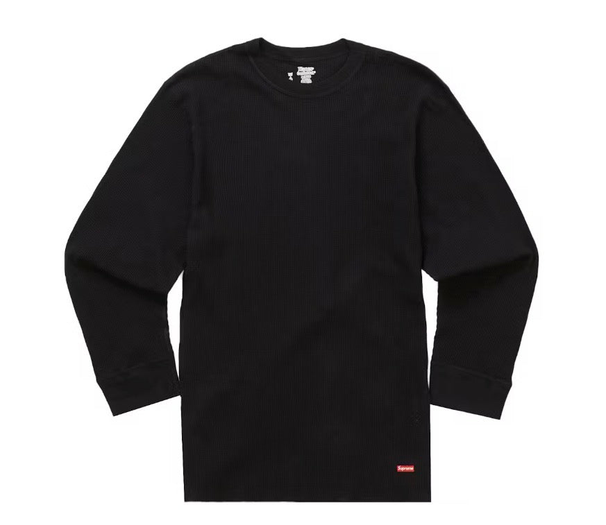 Size XL Supreme Hanes Thermal Crewneck “Black” Brand New
