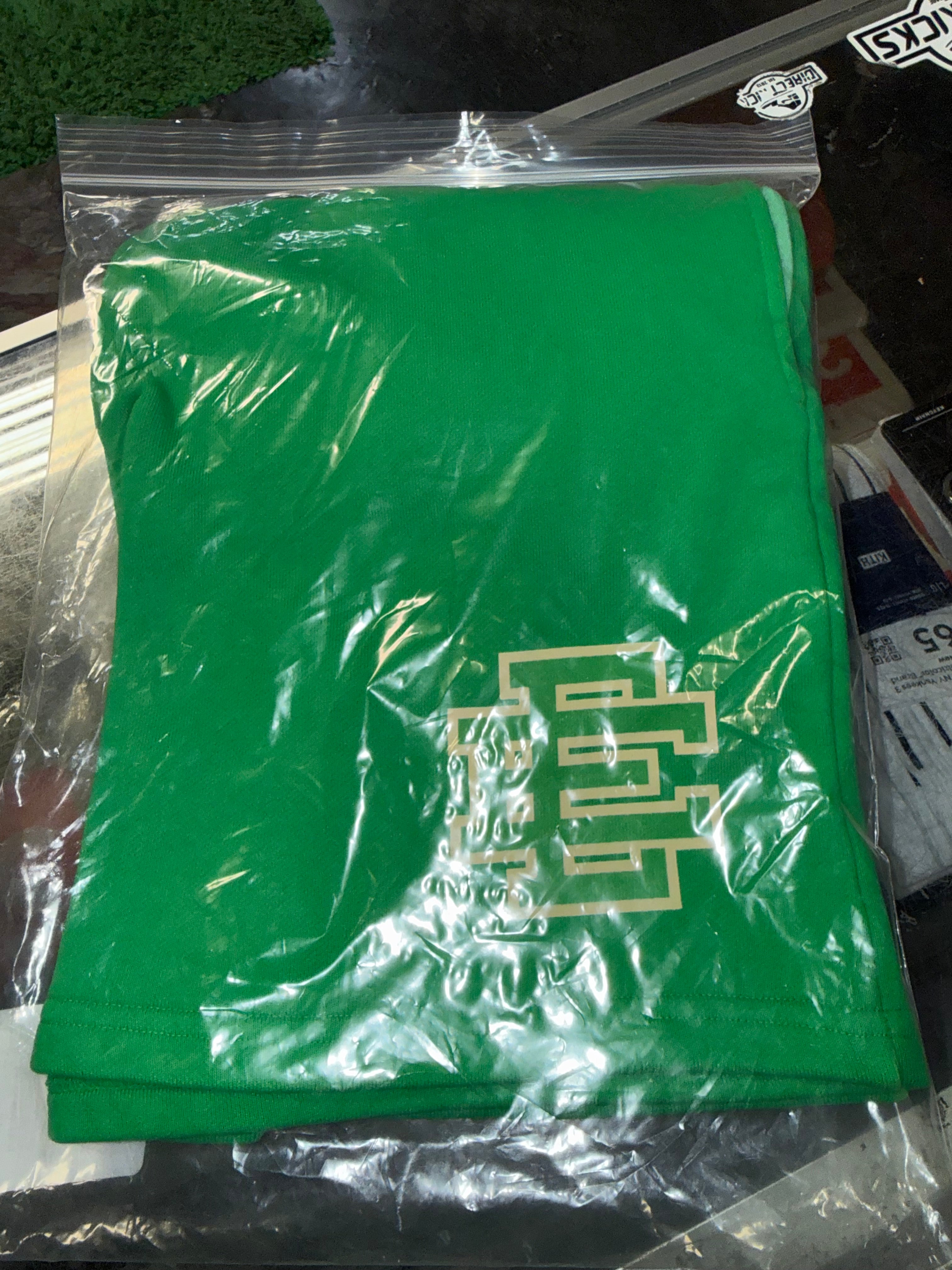 Size M Eric Emanuel Cotton EE Shorts “Lucky Green” Brand New