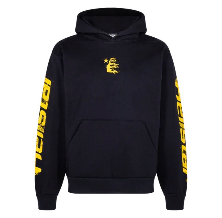 Size S (Fits M) Hellstar Speed Hoodie “Navy/Yellow” Brand New