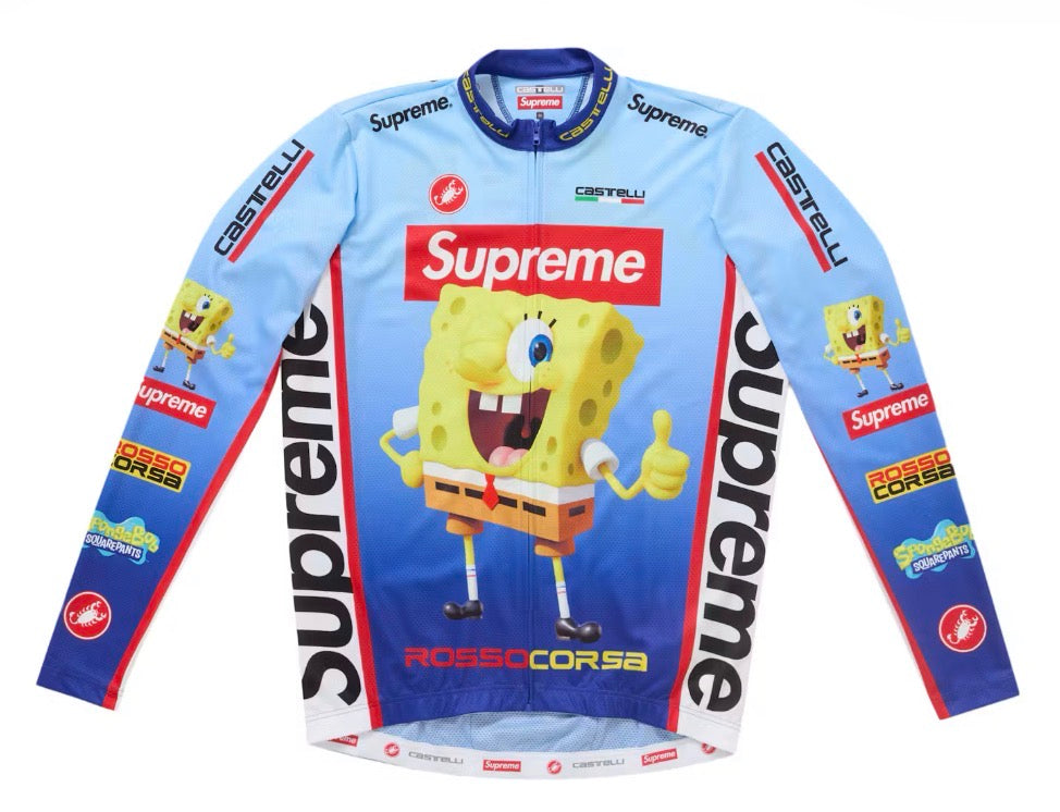 Size XL (Fits L) Supreme x Castelli SpongeBob Cycling Jersey “Blue” Brand New