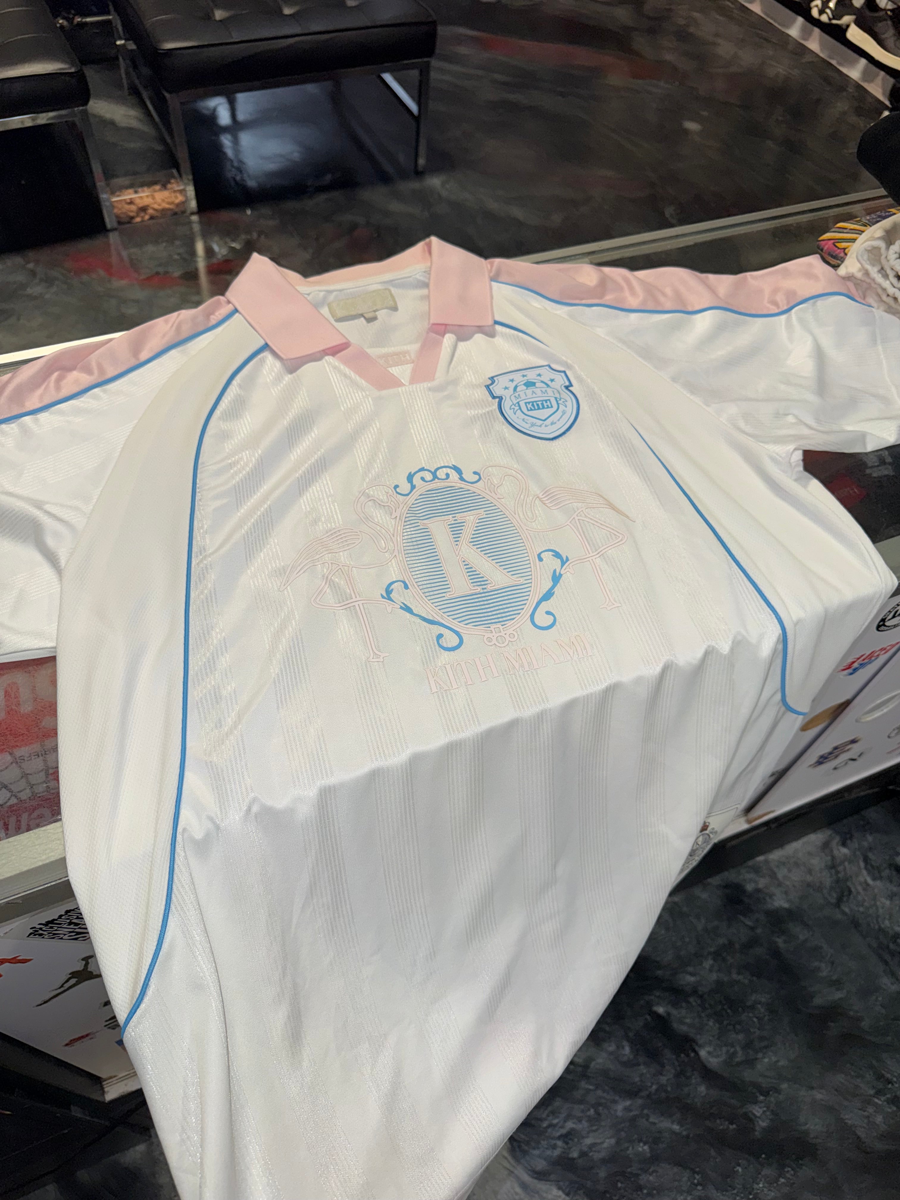 Size XL Kith Miami Exclusive Jersey Tee “White/Pink”