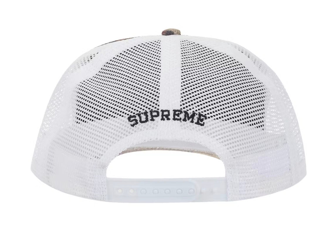 Size OS Supreme Raffia Mesh 5-Panel SnapBack Hat “Camo”