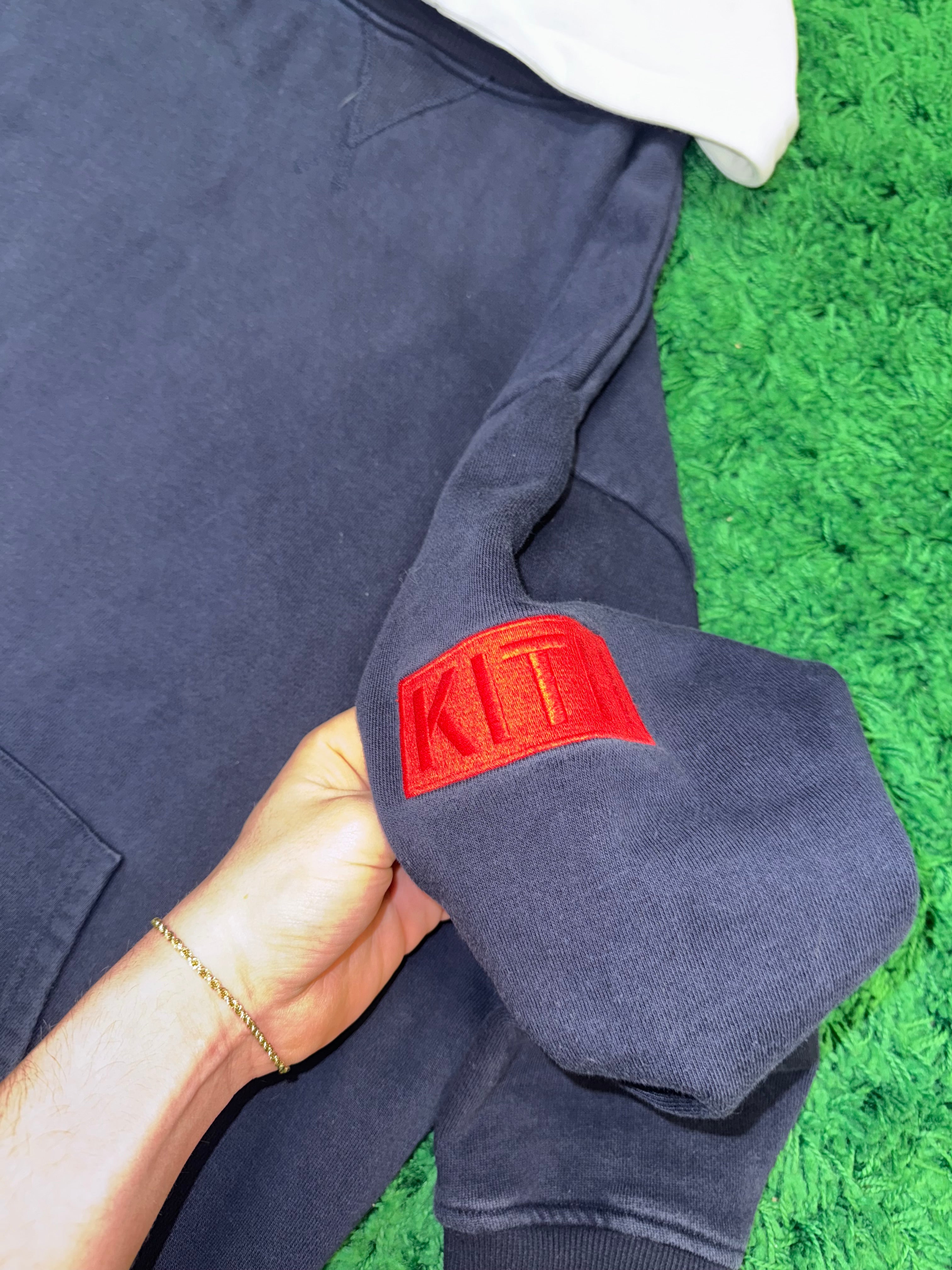 Size L Kith Williams Crew Hoodie “Navy/Red”