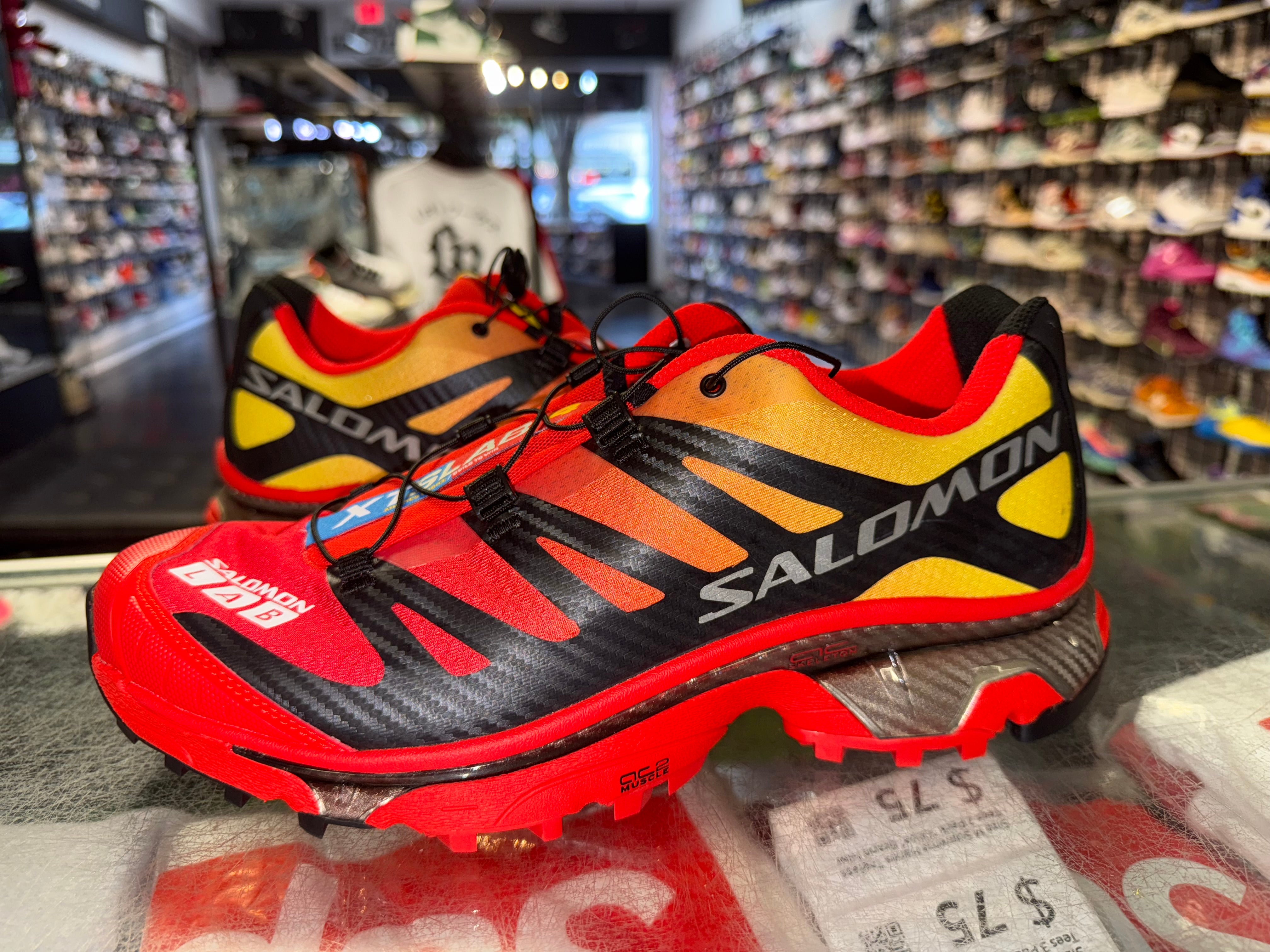 Size 10 Salomon XT-4 OG "Fiery Red Expire Yellow"