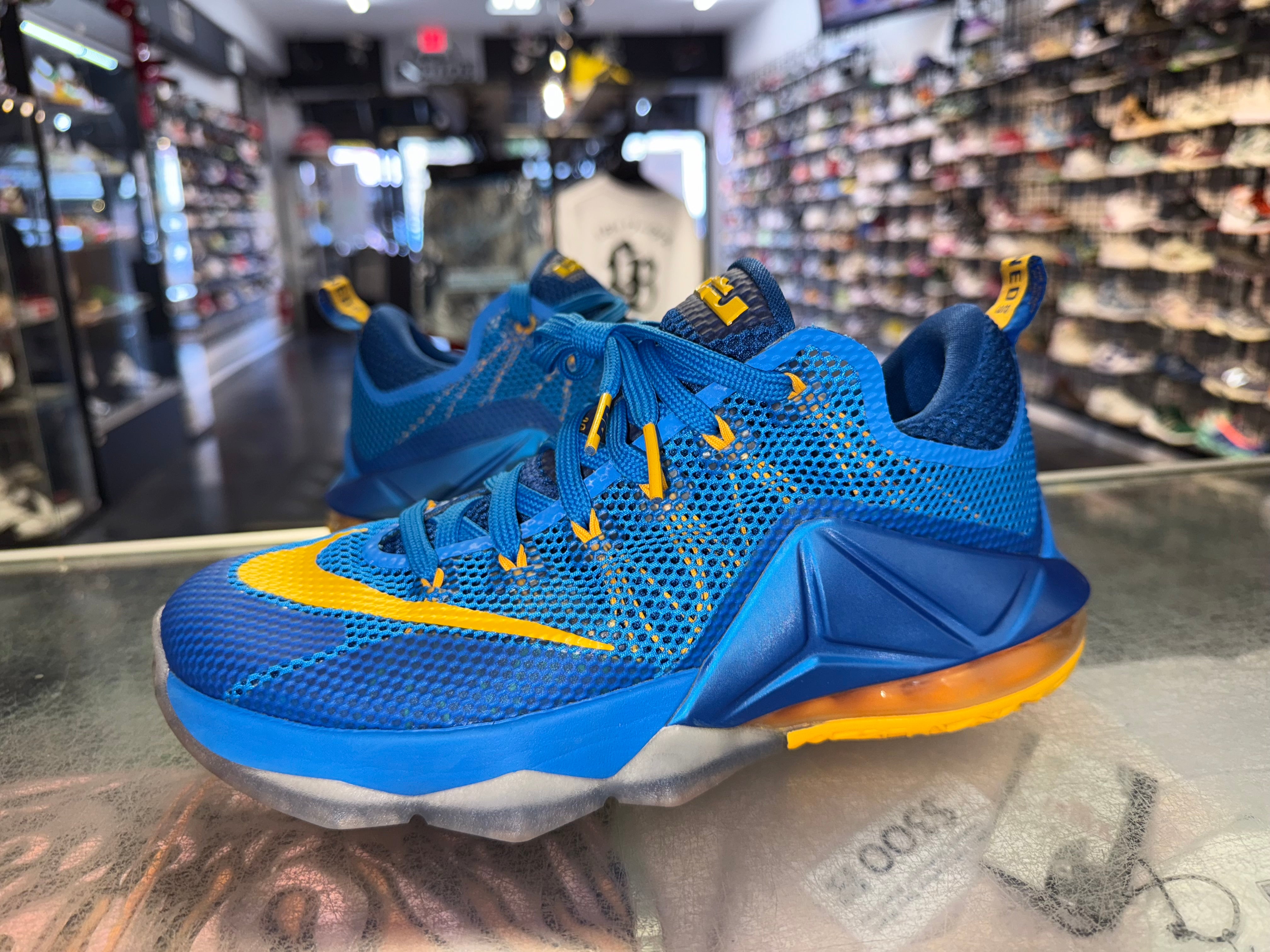 Size 7 Lebron 12 Low "Blue University Gold"