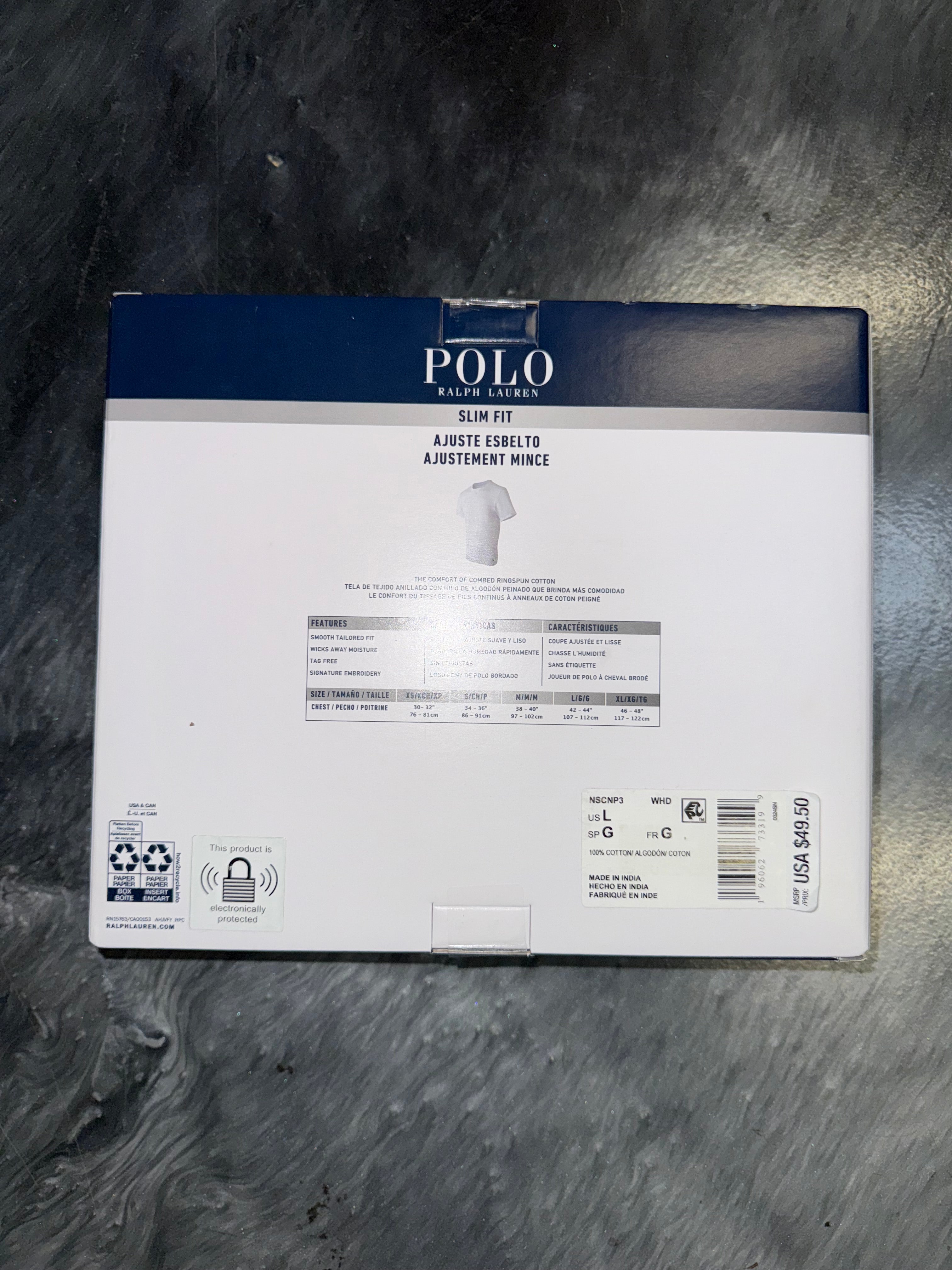 Size L Polo Ralph Lauren 3 Pack Slim Fit Tees “White” Brand New