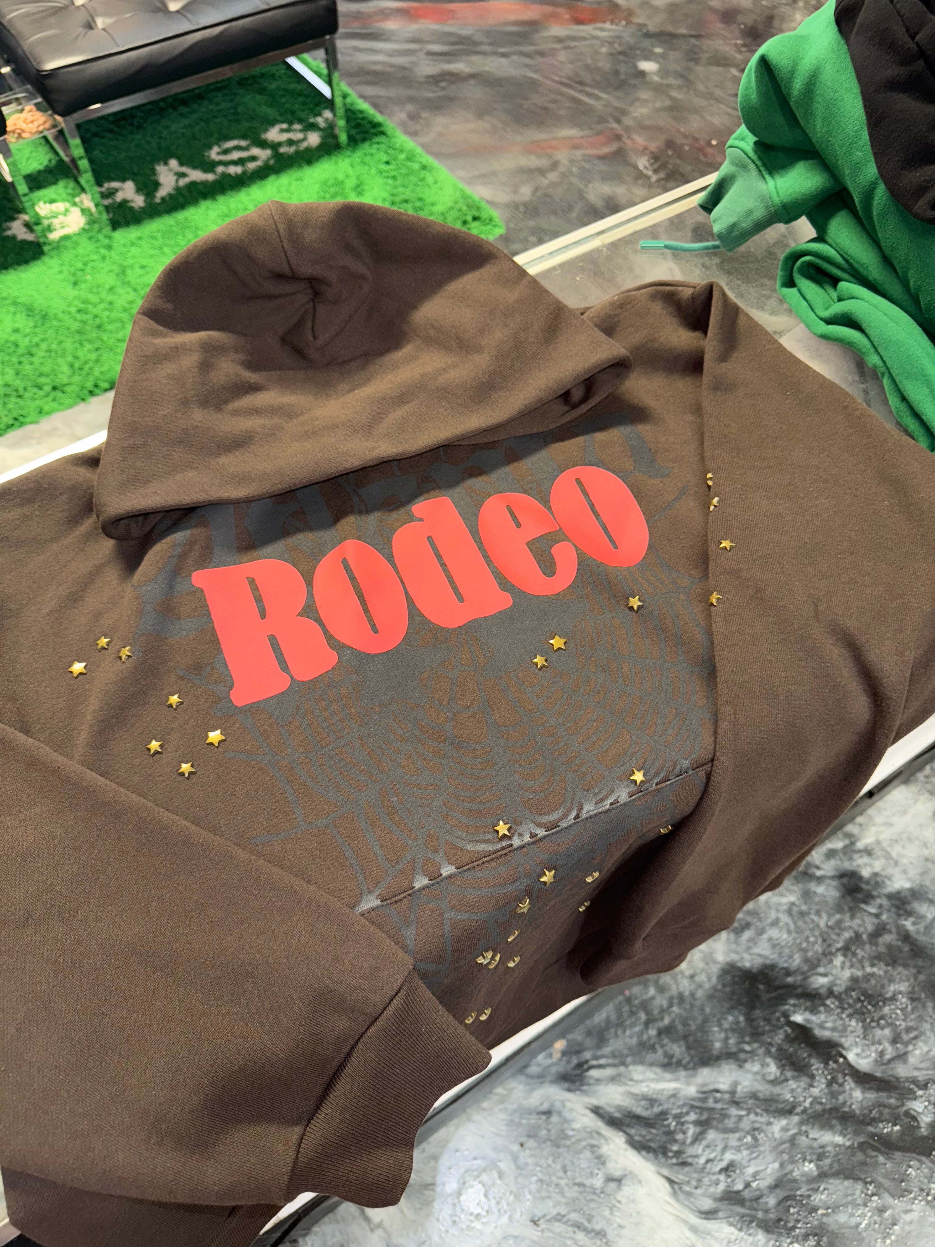 Size L Sp5der x Rodeo Atlanta Hoodie “Brown”