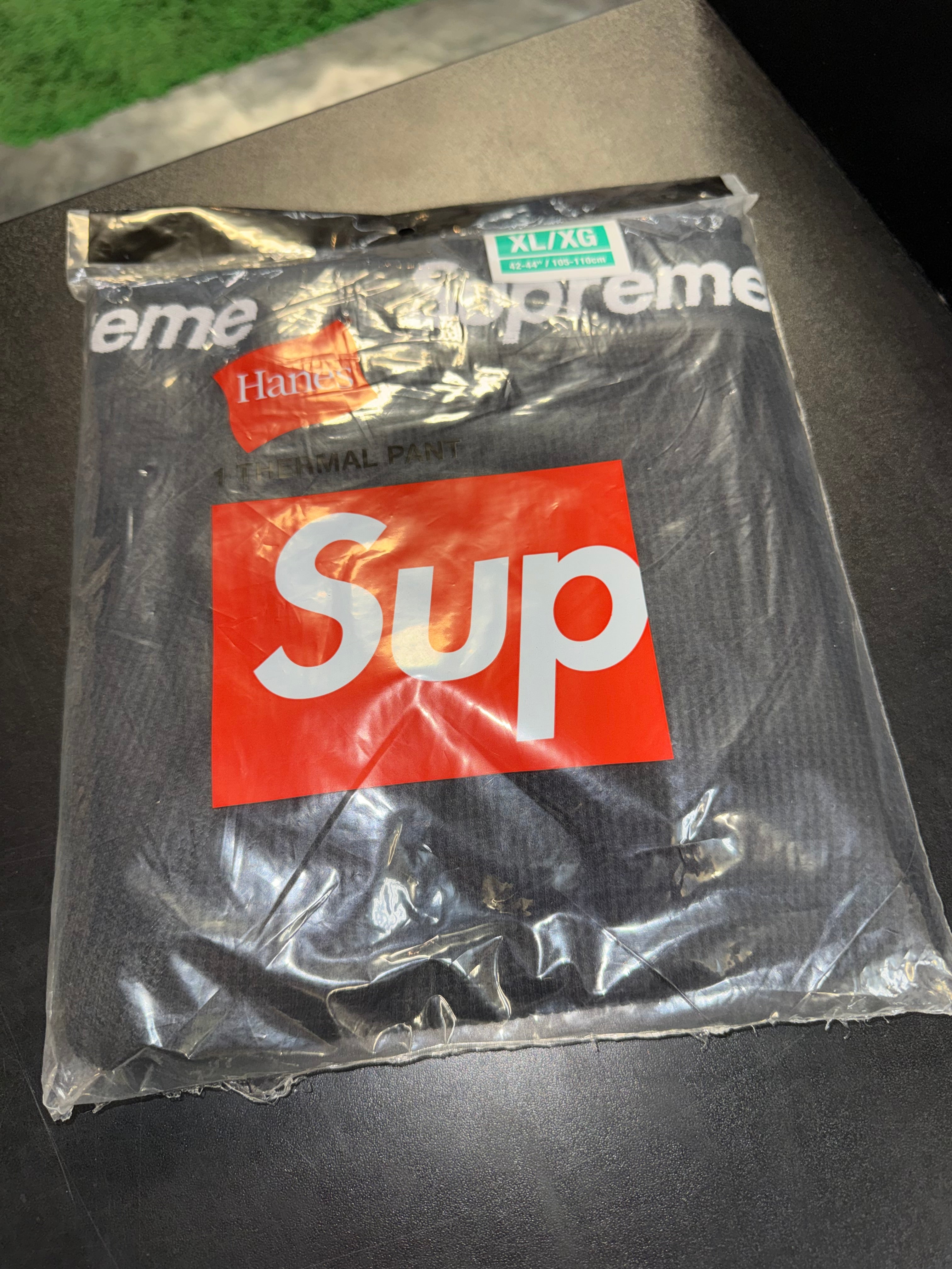 Size XL Supreme Hanes Thermal Pants “Black” Brand New