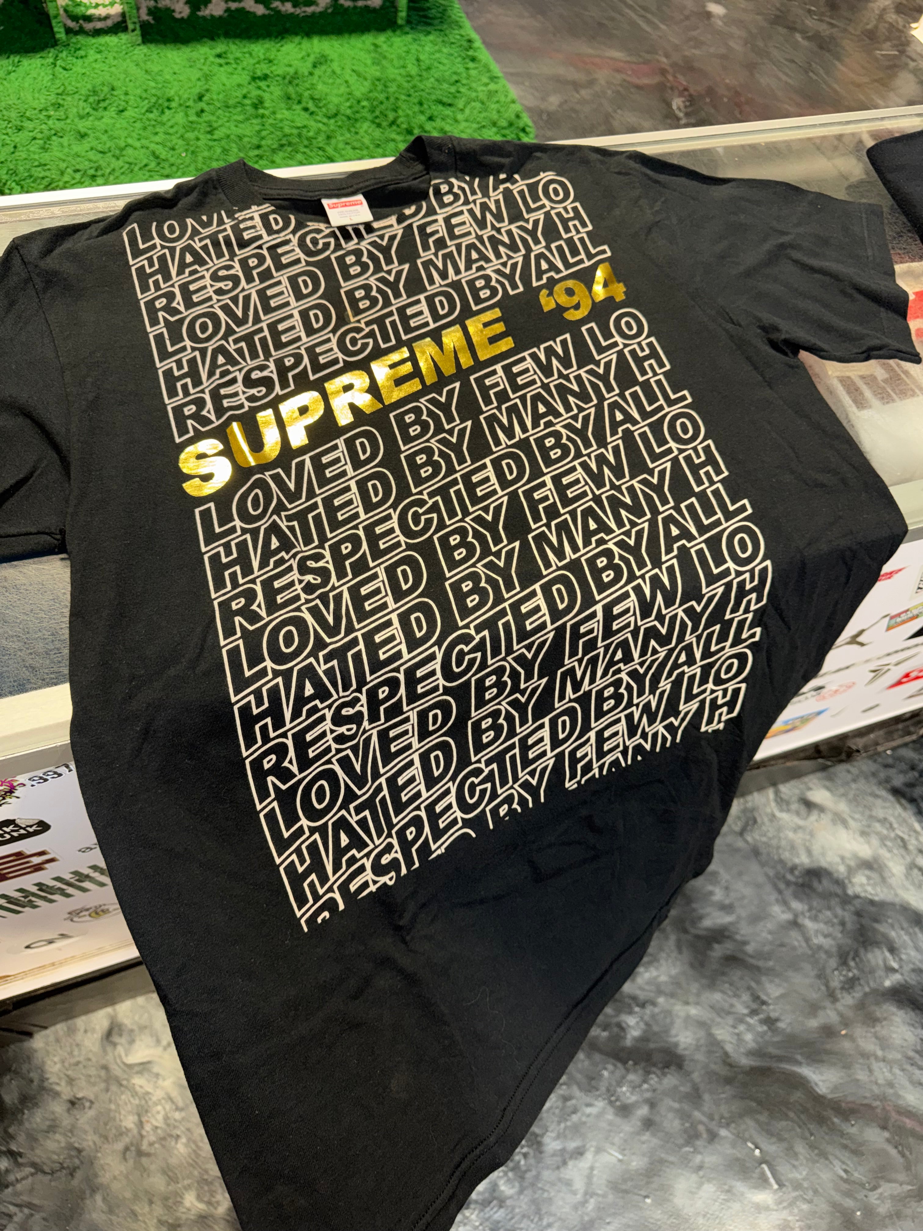 Size L Supreme Respected '94 Tee “Black/Gold” – Direct Kicks