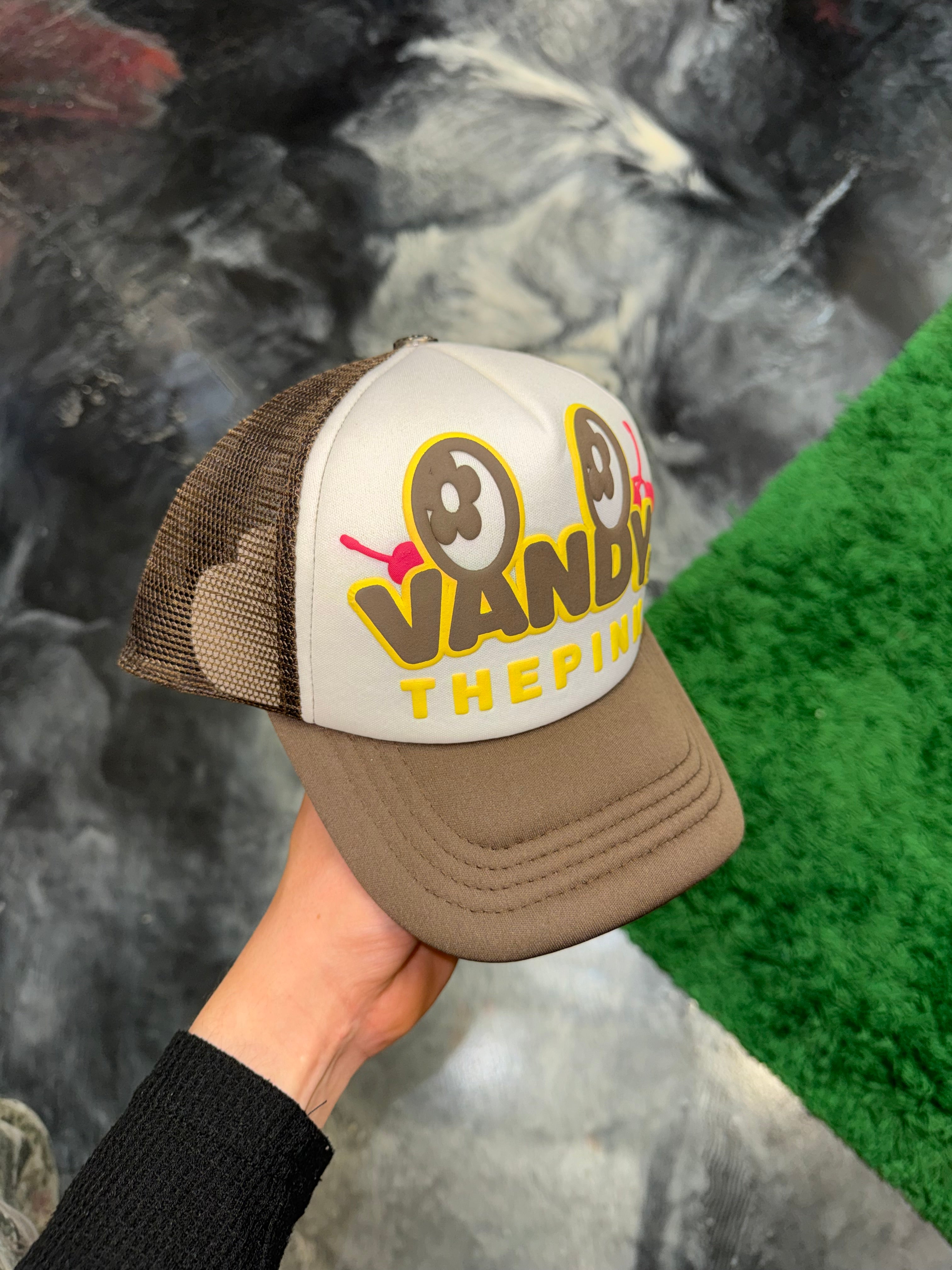 Size OS Vandy The Pink Trucker Hat “Brown” Brand New