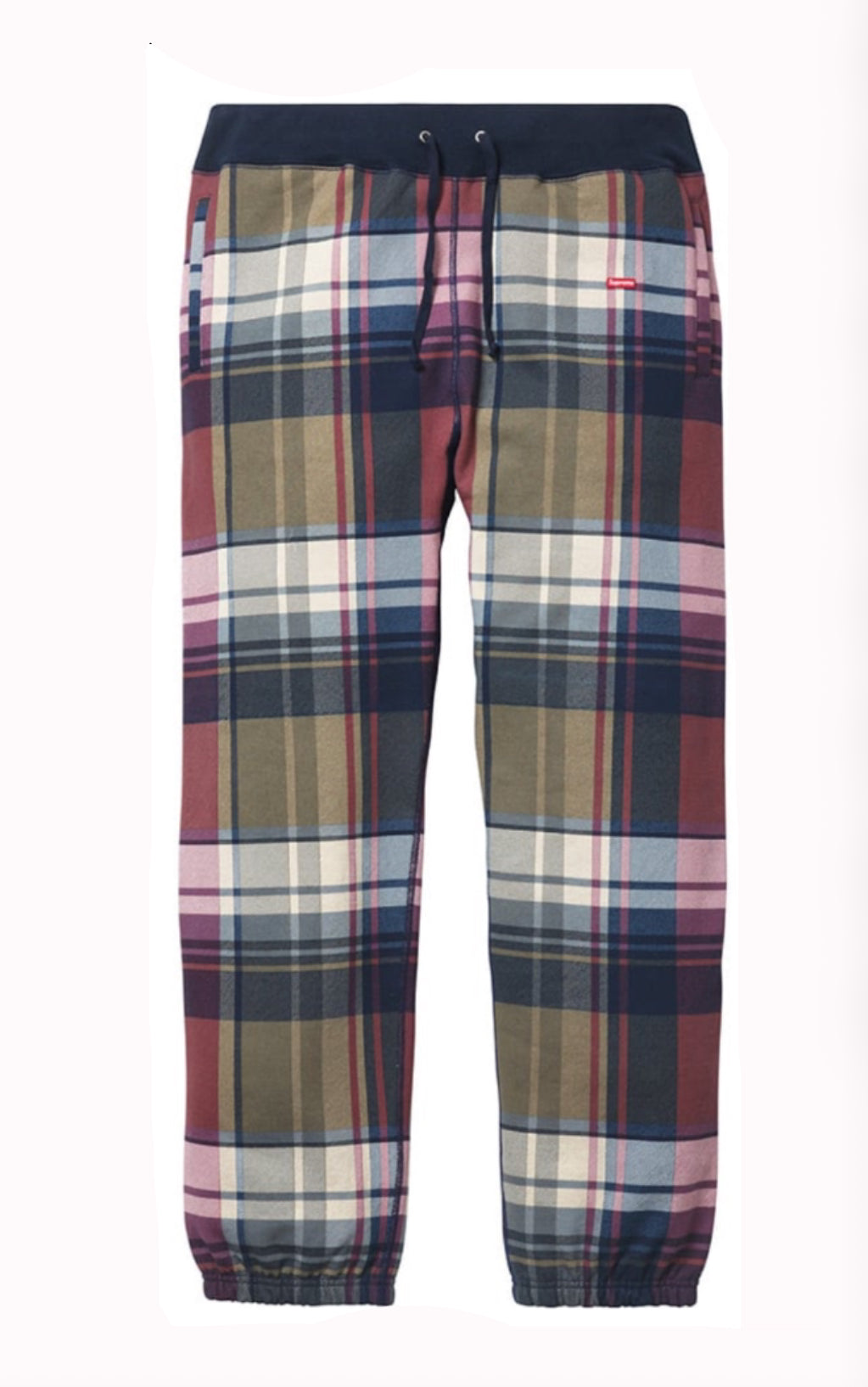 Size XL Supreme Plaid Sweatpants “Navy” Brand New