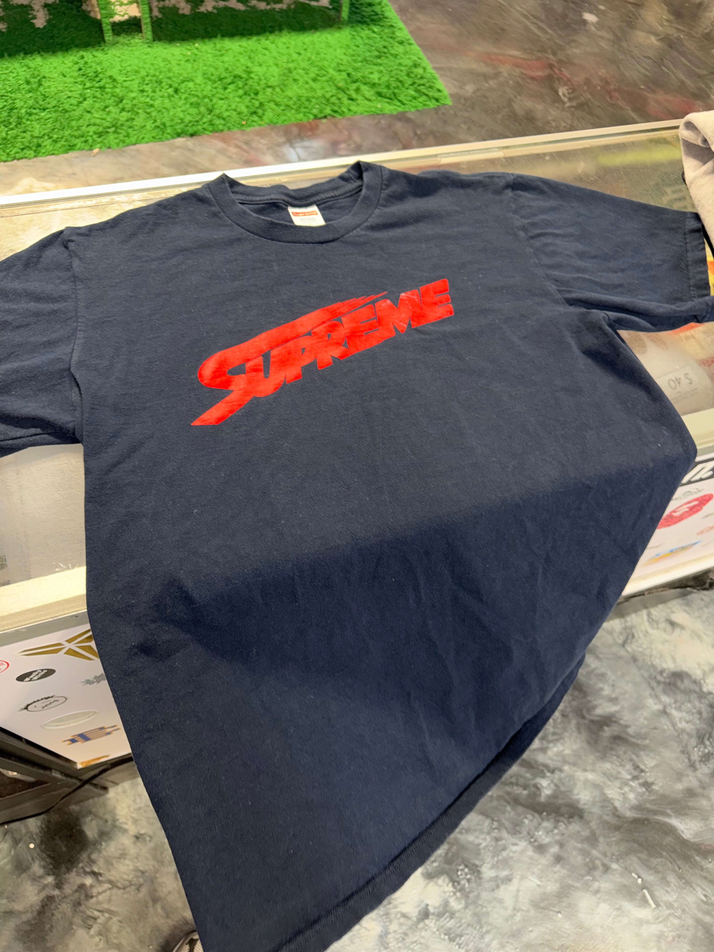 Size L Supreme Montblanc Tee “Navy/Red”