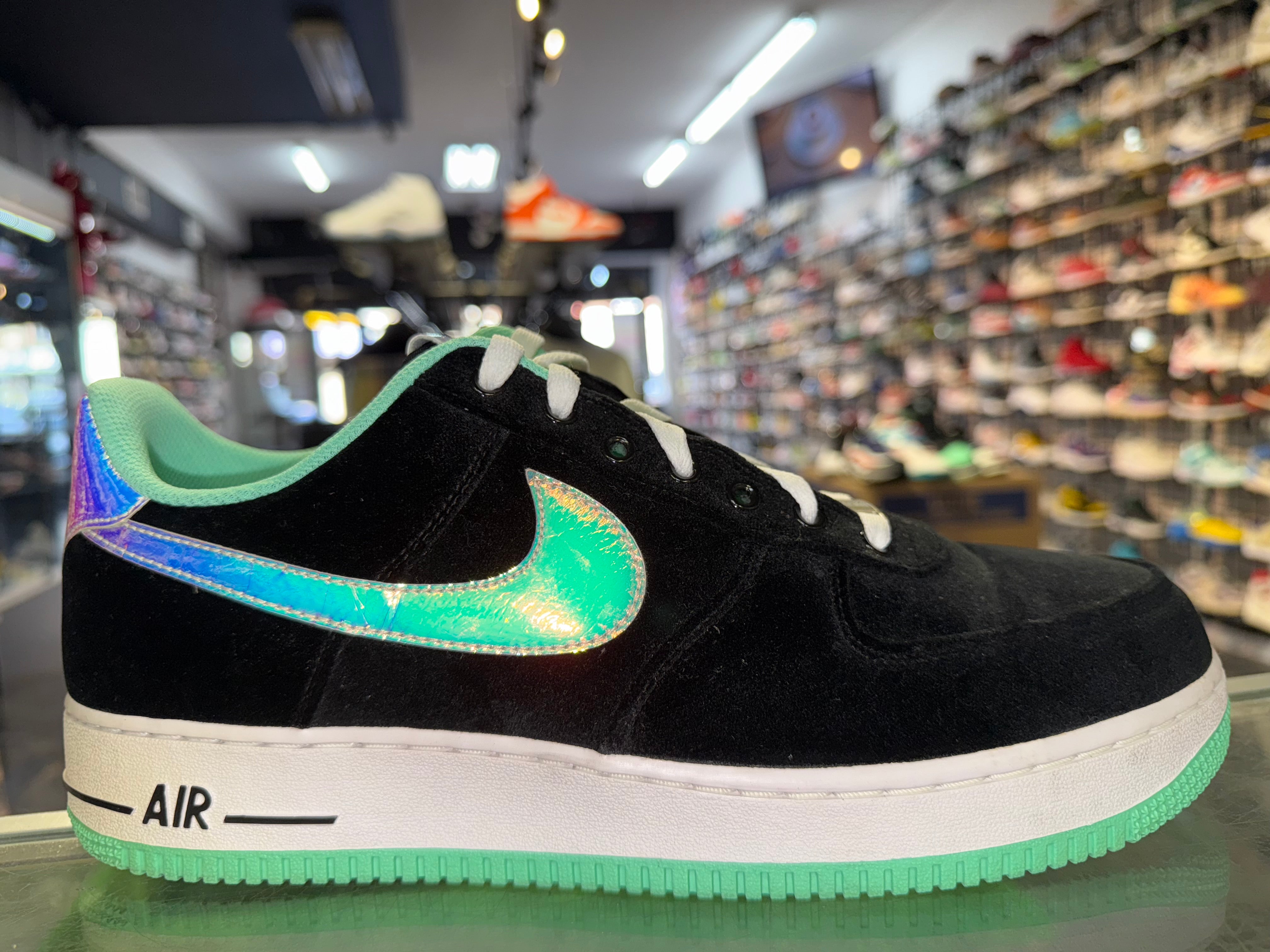 Size 11 Air Force 1 "Black Green Glow"